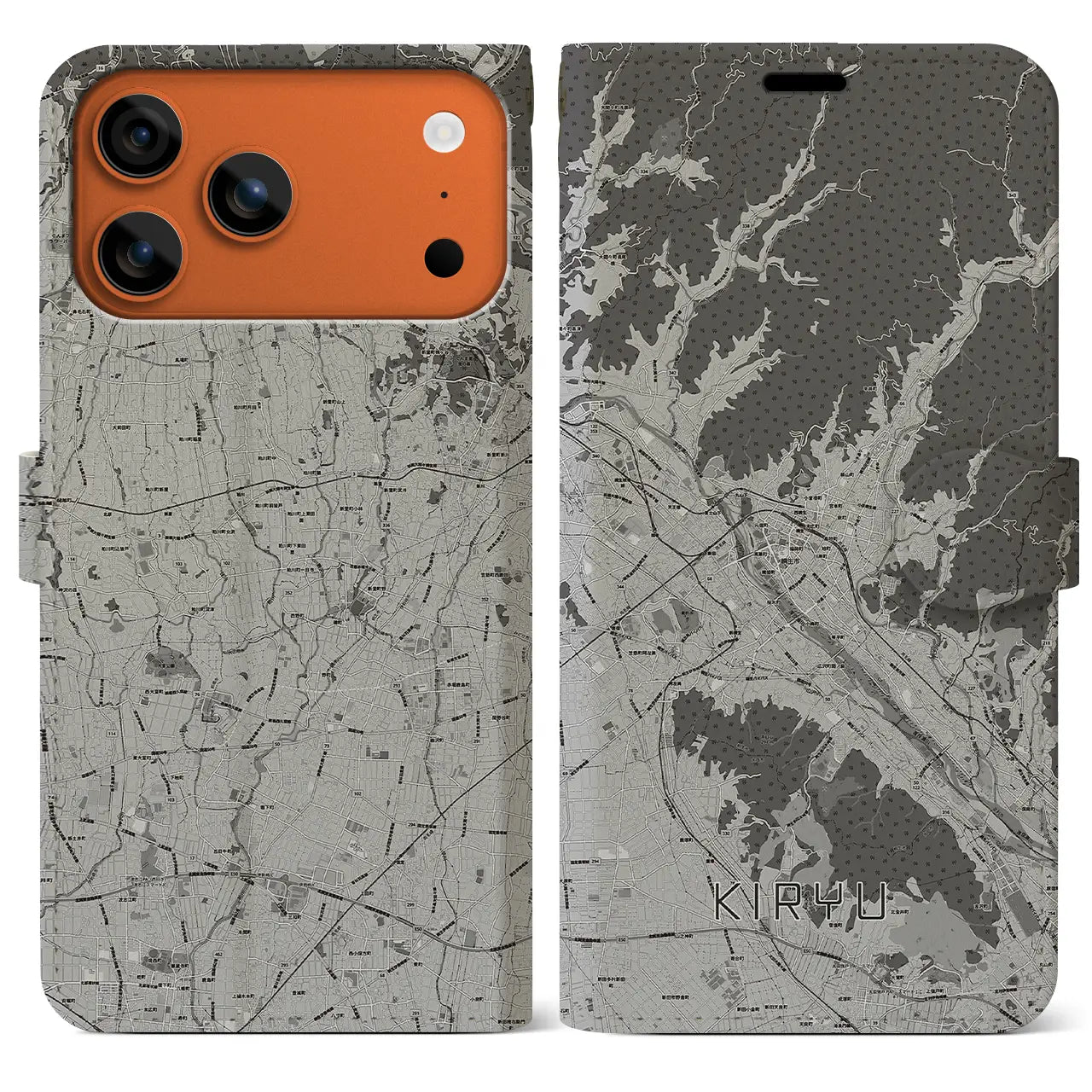 【桐生(群馬県)】地図柄iPhoneケース(手帳タイプ)