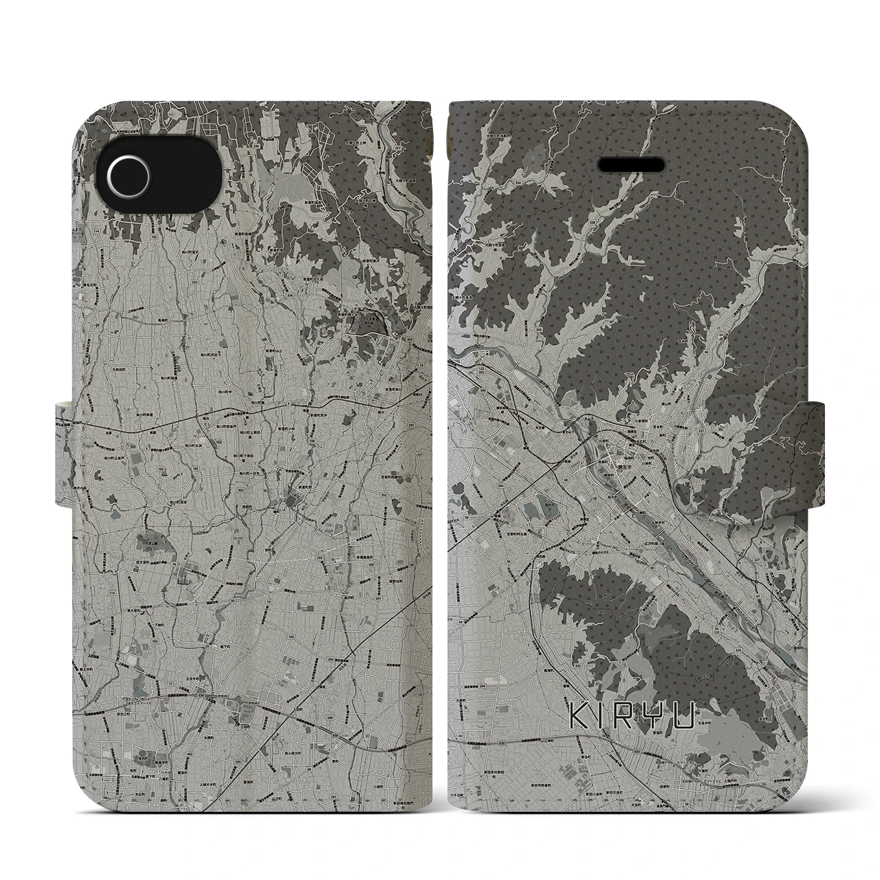 【桐生(群馬県)】地図柄iPhoneケース(手帳タイプ)