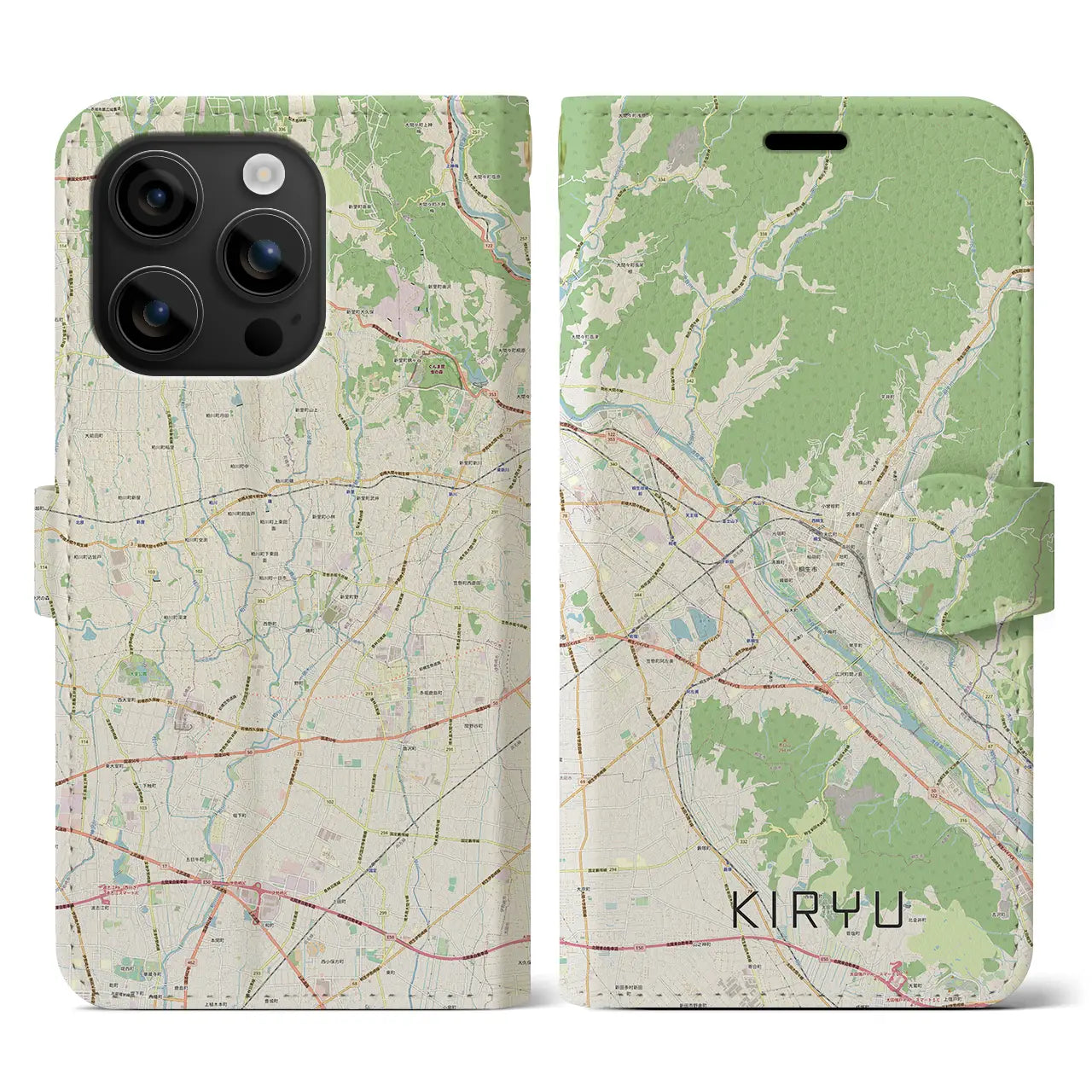 【桐生(群馬県)】地図柄iPhoneケース(手帳タイプ)