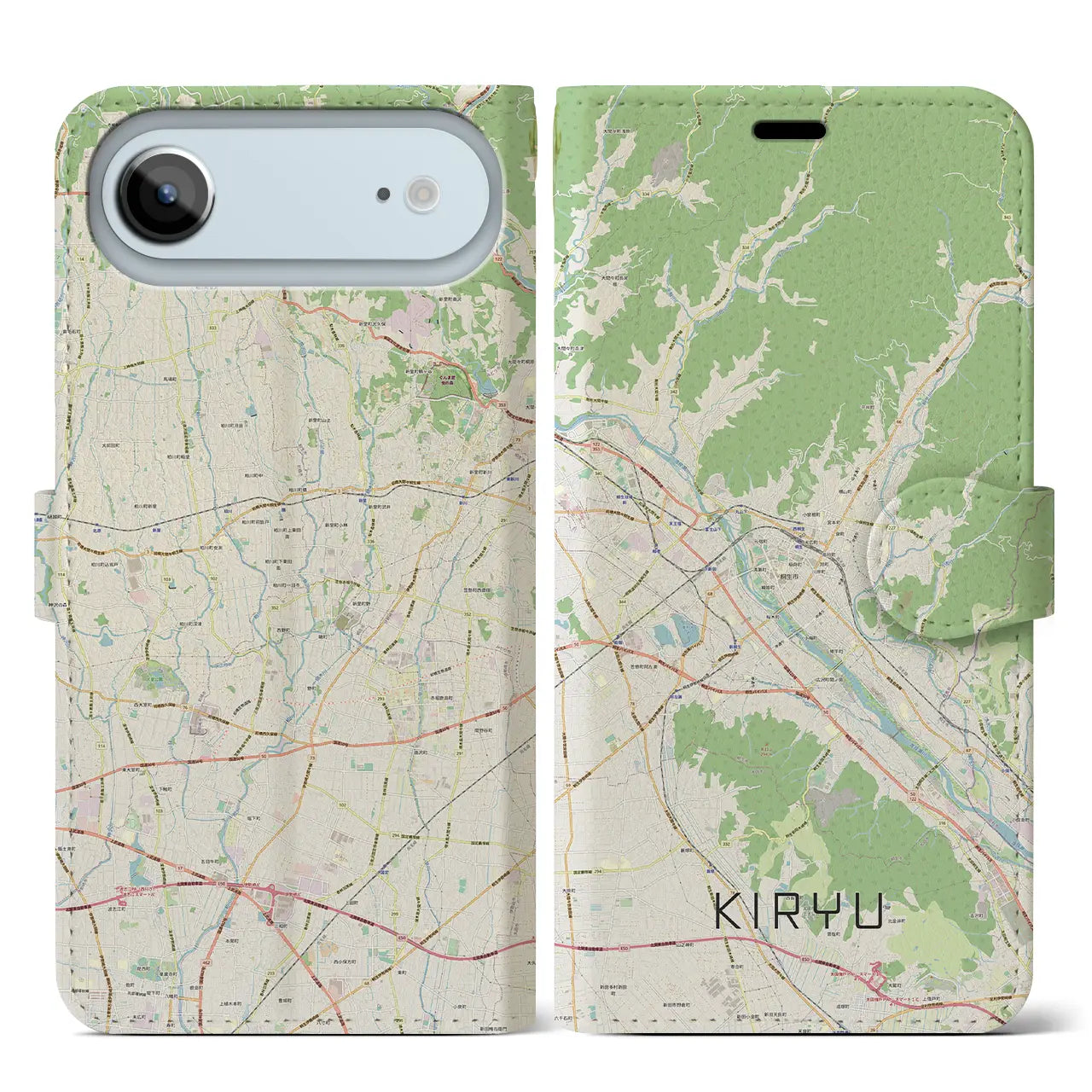 【桐生(群馬県)】地図柄iPhoneケース(手帳タイプ)