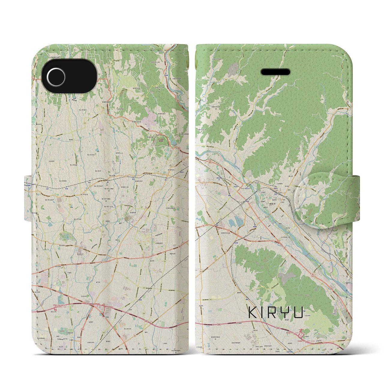 【桐生(群馬県)】地図柄iPhoneケース(手帳タイプ)