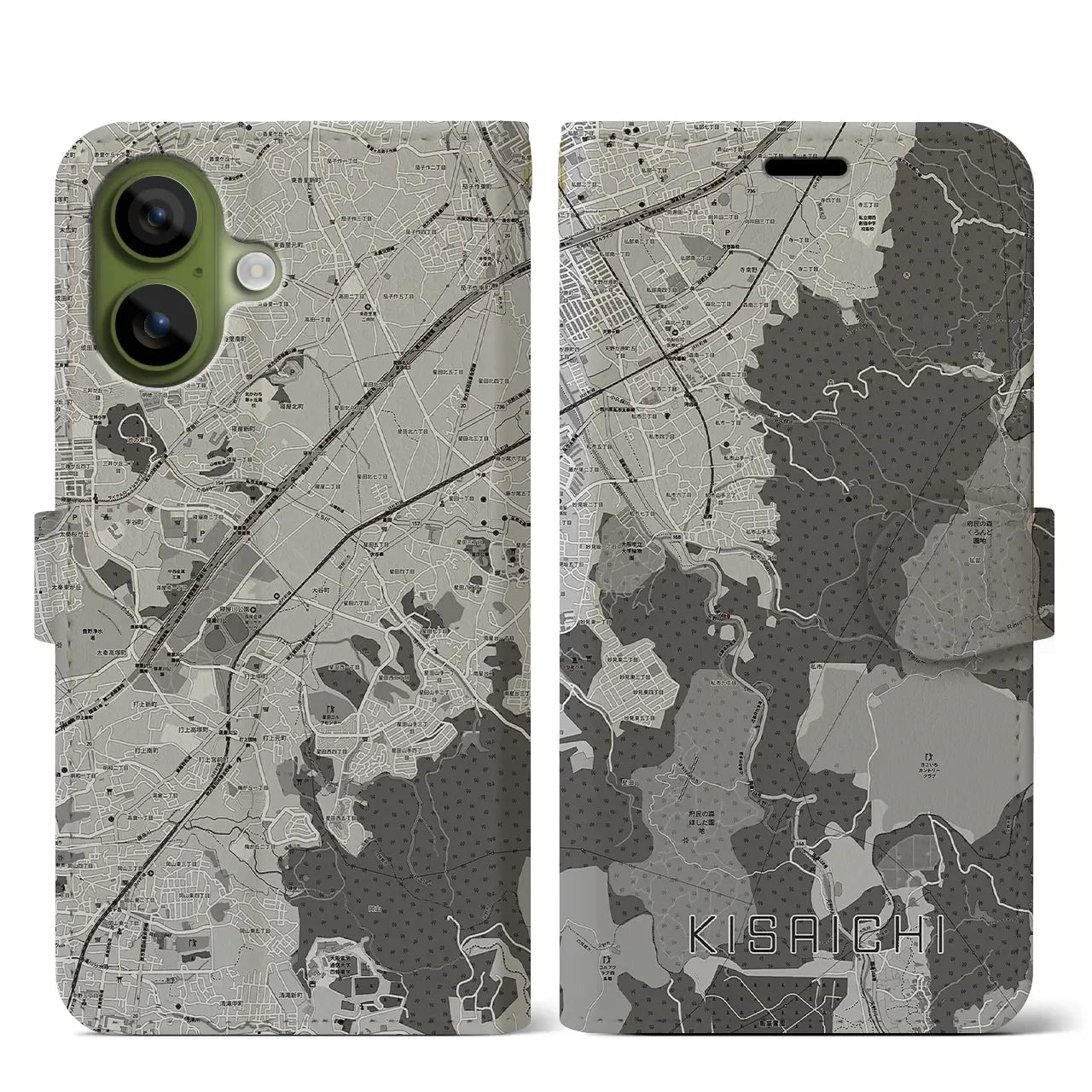 【私市(大阪府)】地図柄iPhoneケース(手帳タイプ)