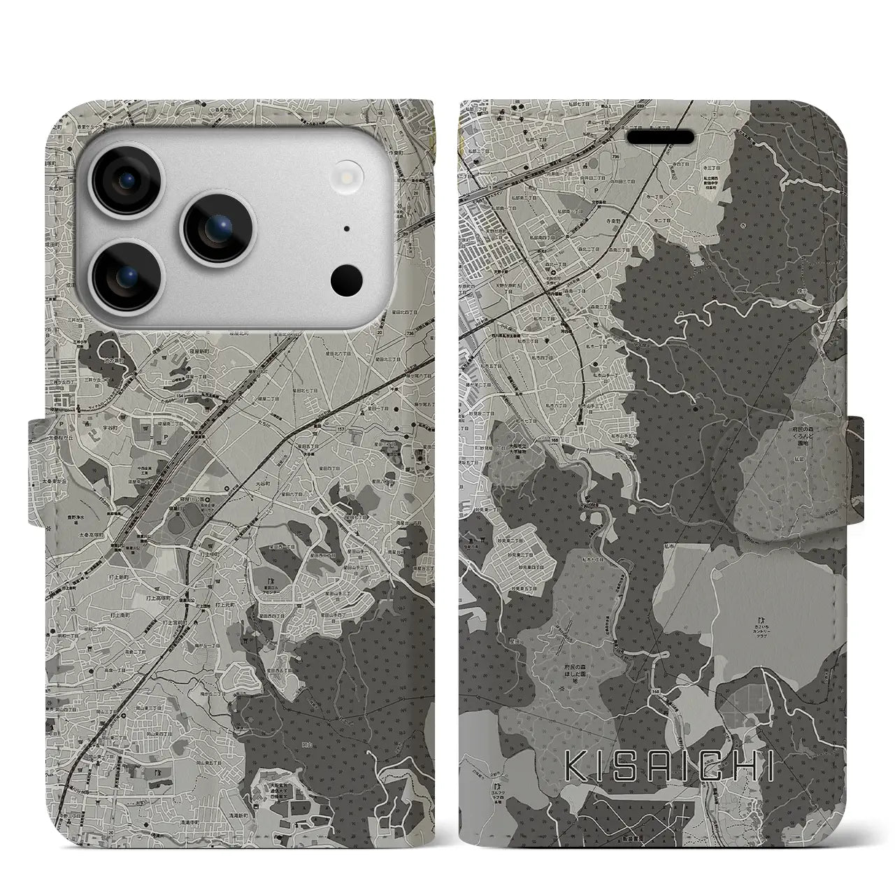 【私市(大阪府)】地図柄iPhoneケース(手帳タイプ)