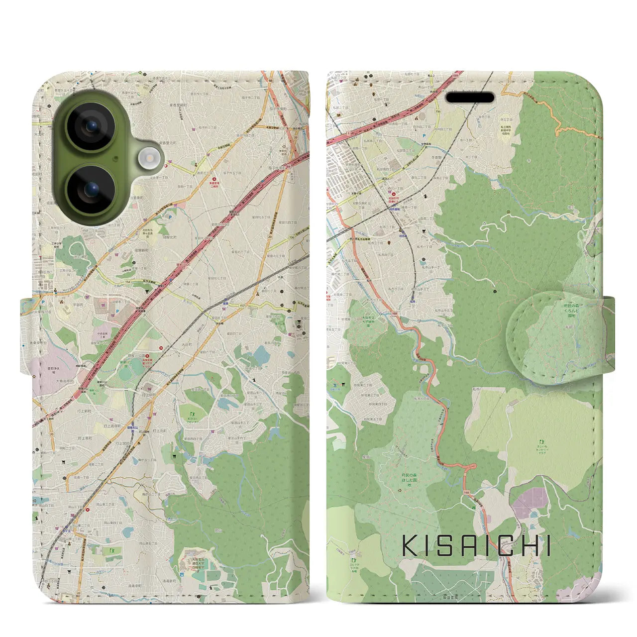 【私市(大阪府)】地図柄iPhoneケース(手帳タイプ)