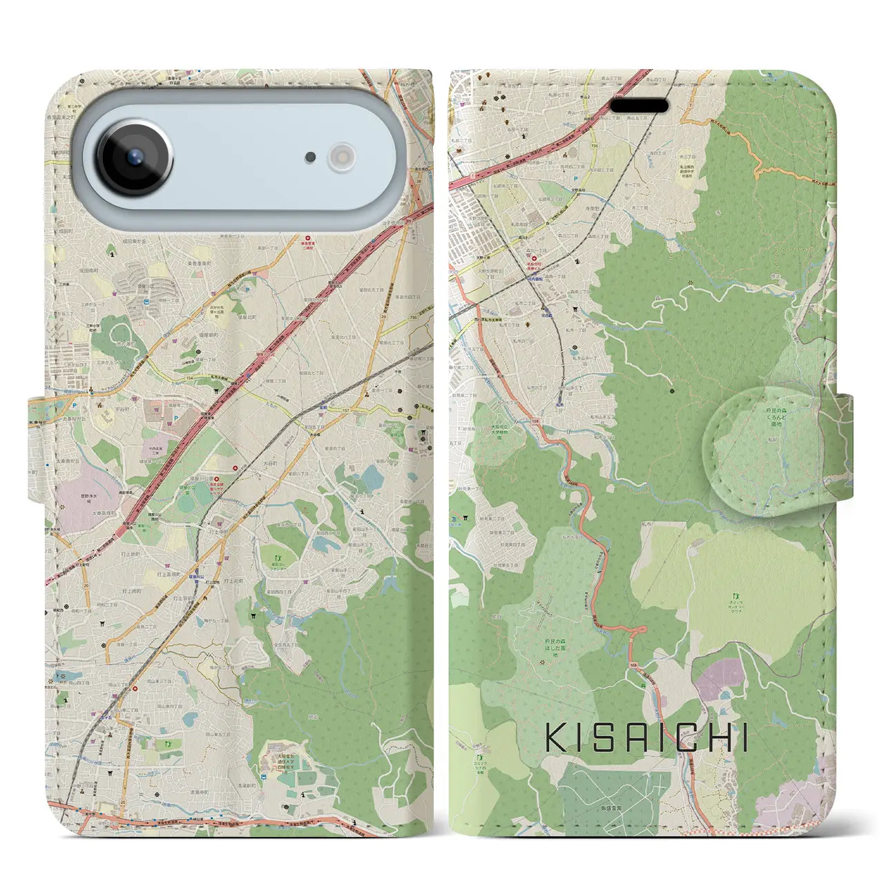 【私市(大阪府)】地図柄iPhoneケース(手帳タイプ)