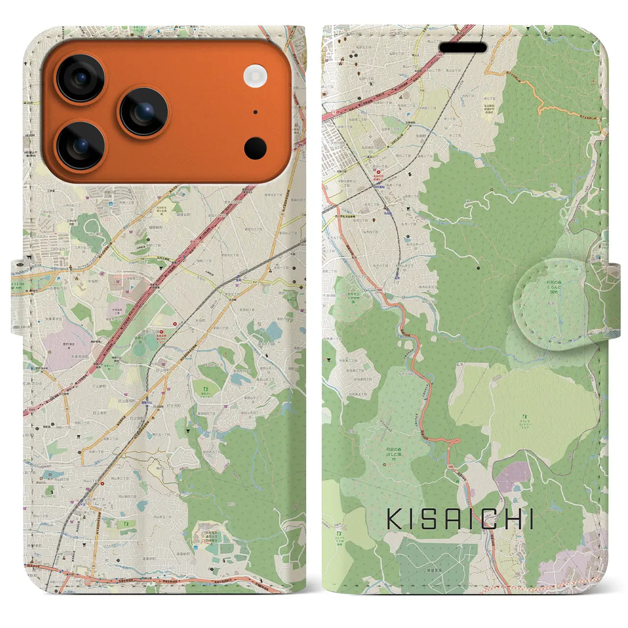 【私市(大阪府)】地図柄iPhoneケース(手帳タイプ)