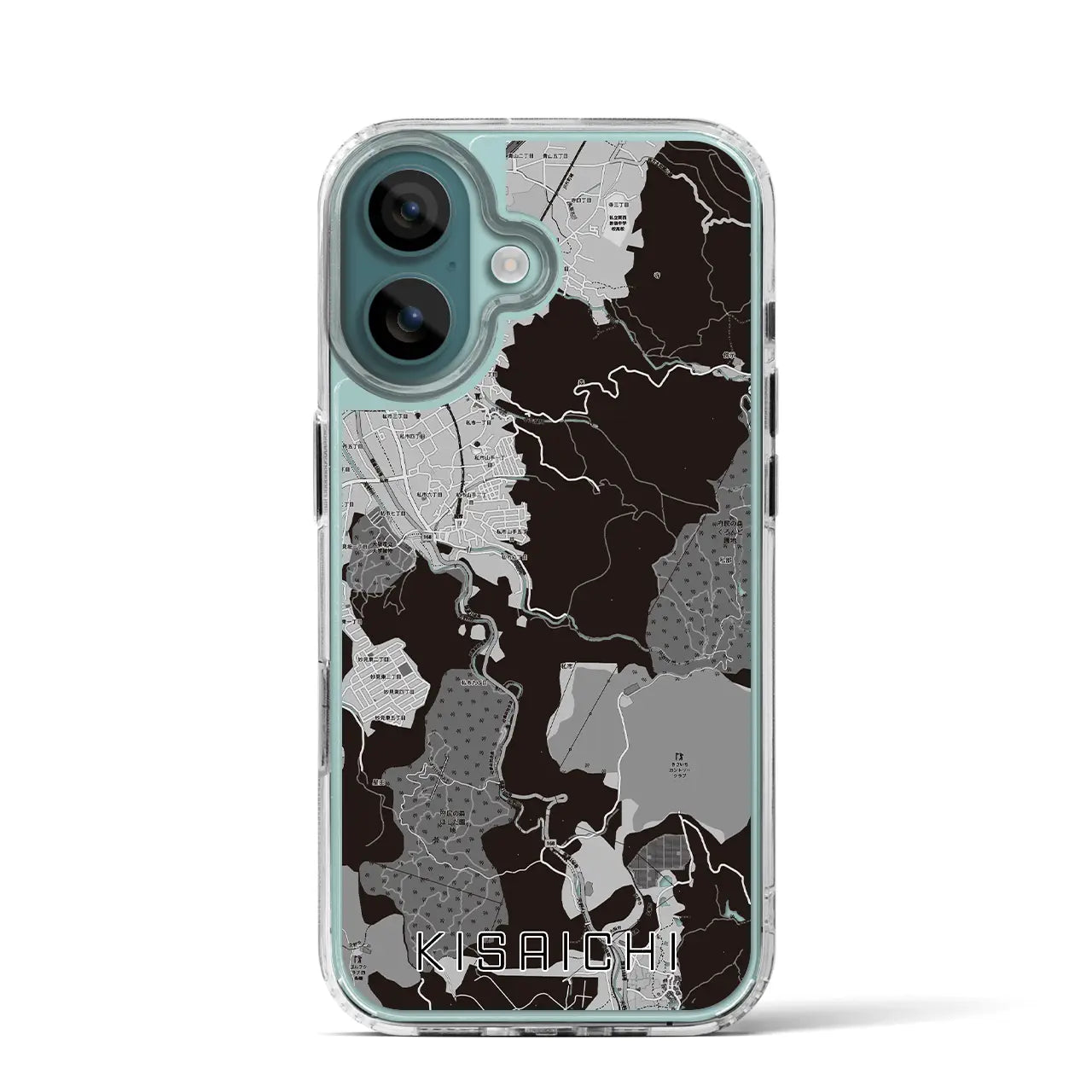 【私市(大阪府)】地図柄iPhoneケース(MagSafeタイプ)モノトーン・iPhone 16 Pro 用