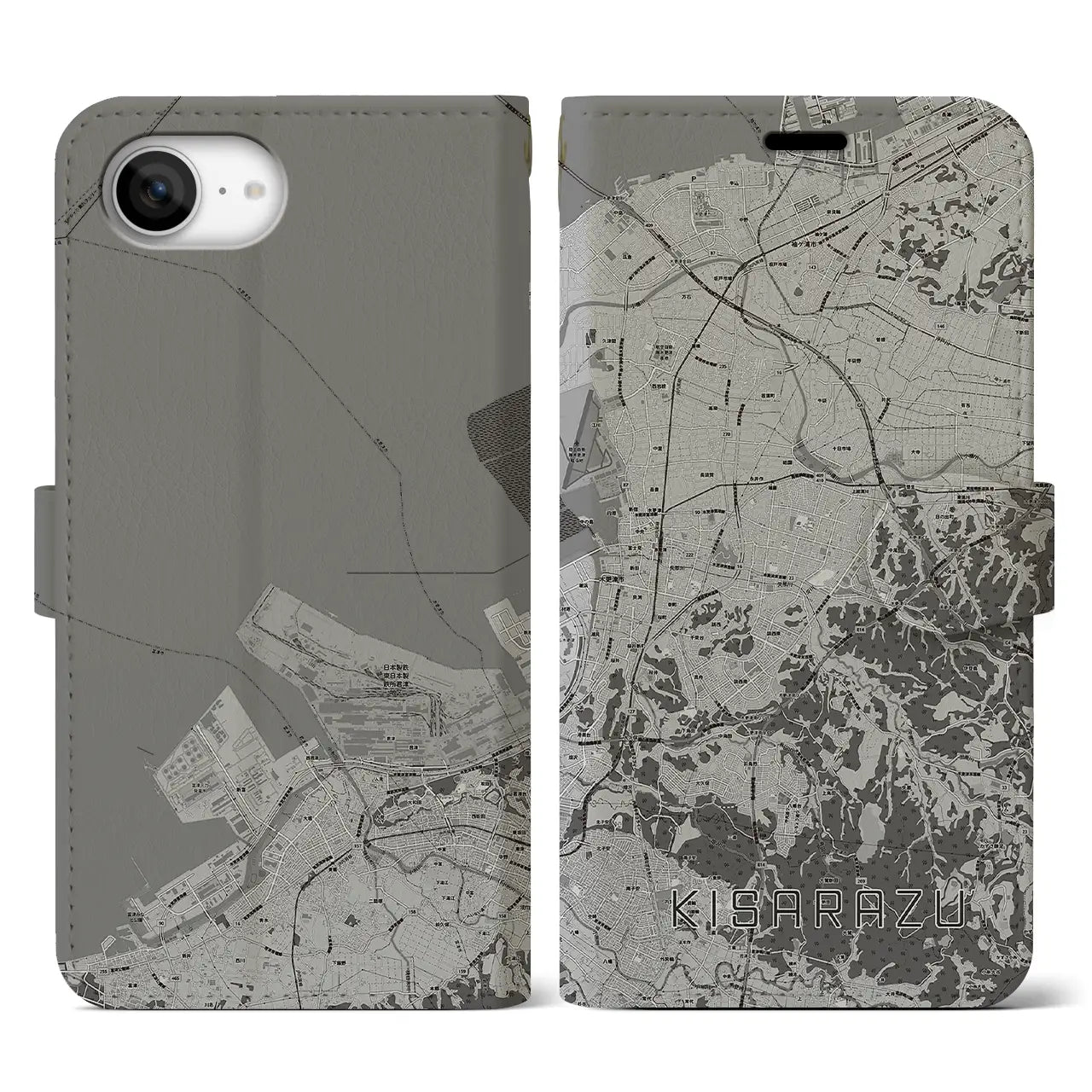 【木更津(千葉県)】地図柄iPhoneケース(手帳タイプ)