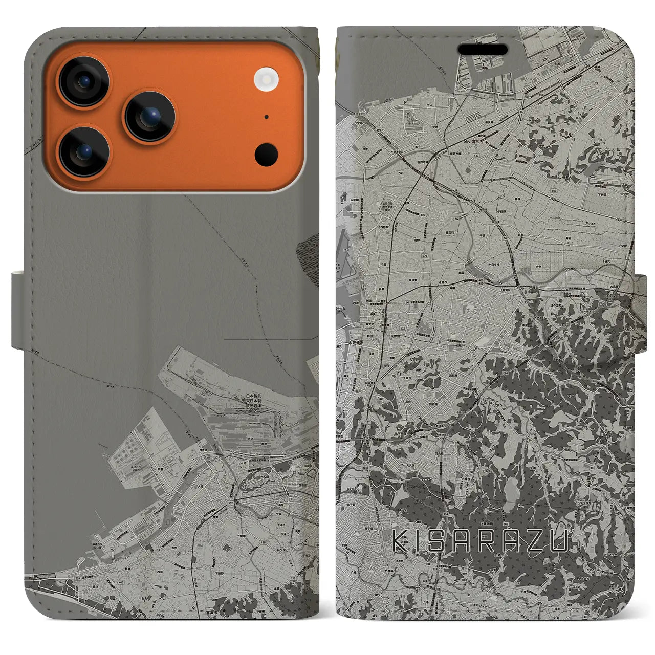 【木更津(千葉県)】地図柄iPhoneケース(手帳タイプ)