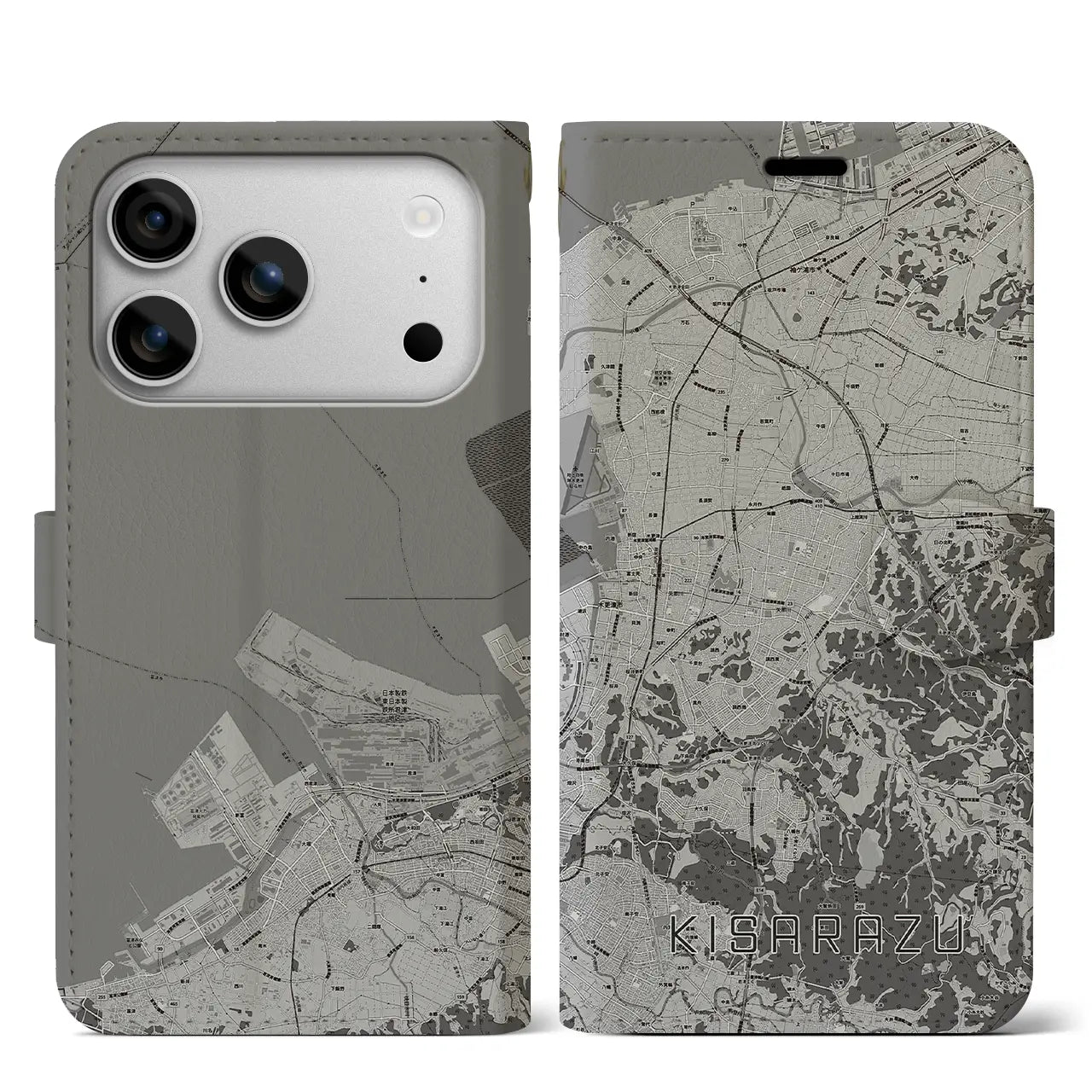 【木更津(千葉県)】地図柄iPhoneケース(手帳タイプ)