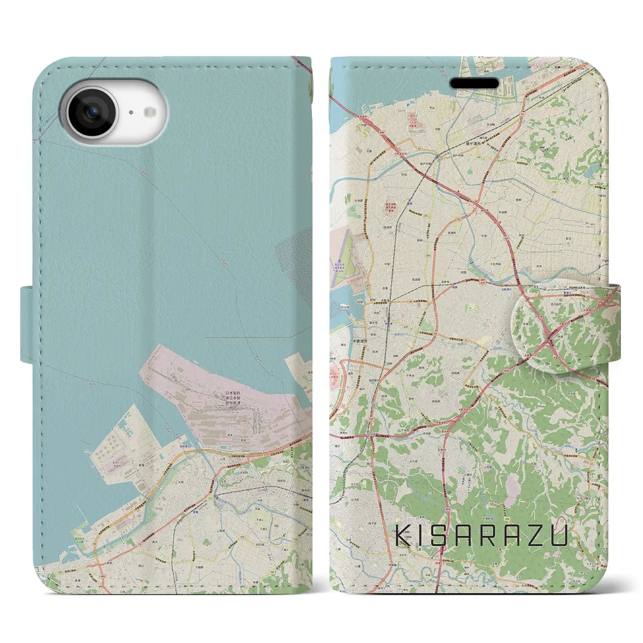【木更津(千葉県)】地図柄iPhoneケース(手帳タイプ)