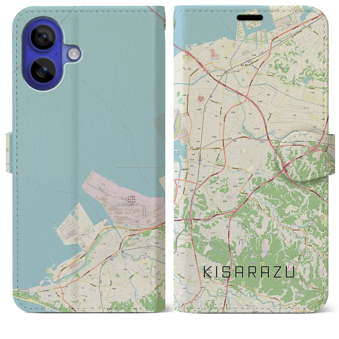 【木更津(千葉県)】地図柄iPhoneケース(手帳タイプ)ナチュラル・iPhone 16 Pro Max 用