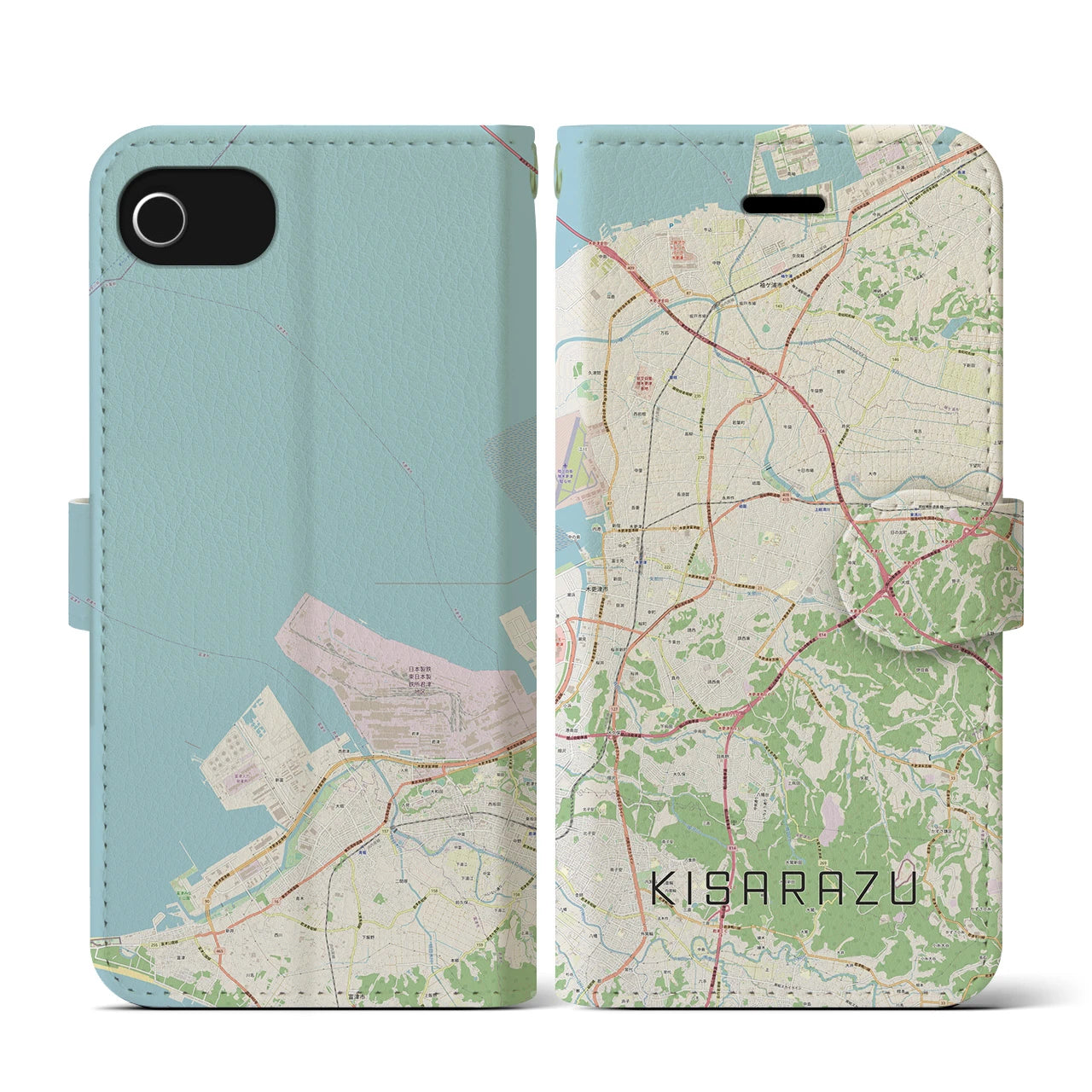 【木更津(千葉県)】地図柄iPhoneケース(手帳タイプ)