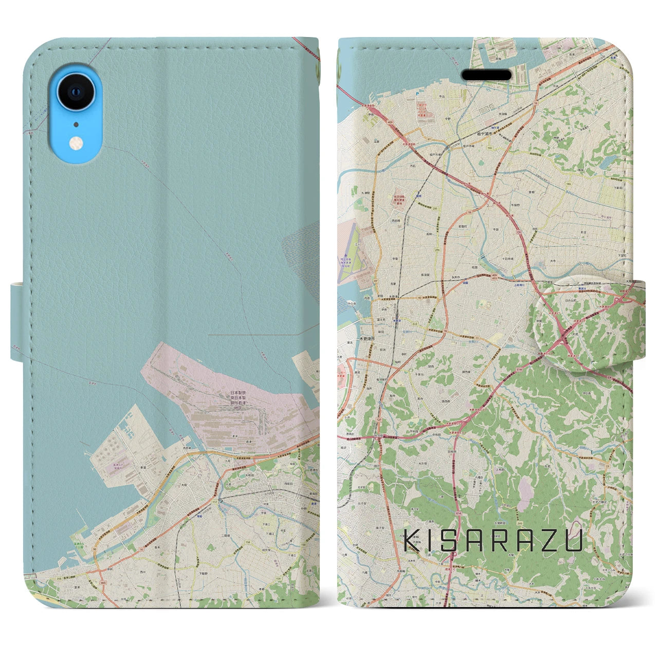 【木更津(千葉県)】地図柄iPhoneケース(手帳タイプ)ナチュラル・iPhone XR 用