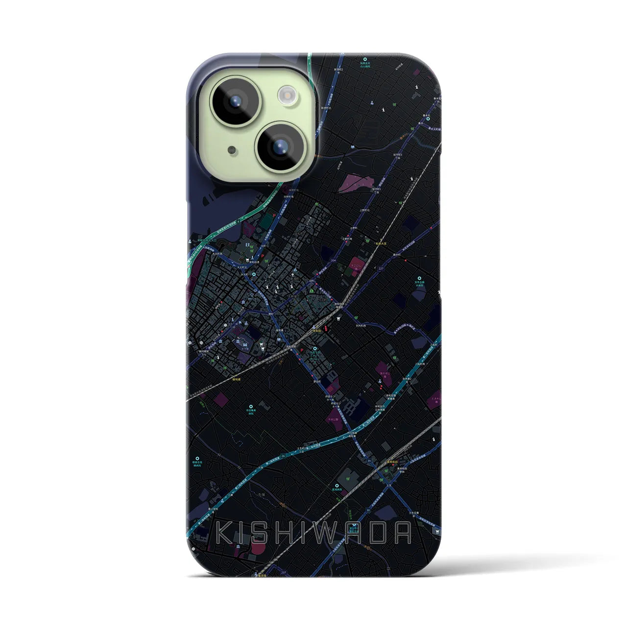 【岸和田(大阪府)】地図柄iPhoneケース(バックカバータイプ)