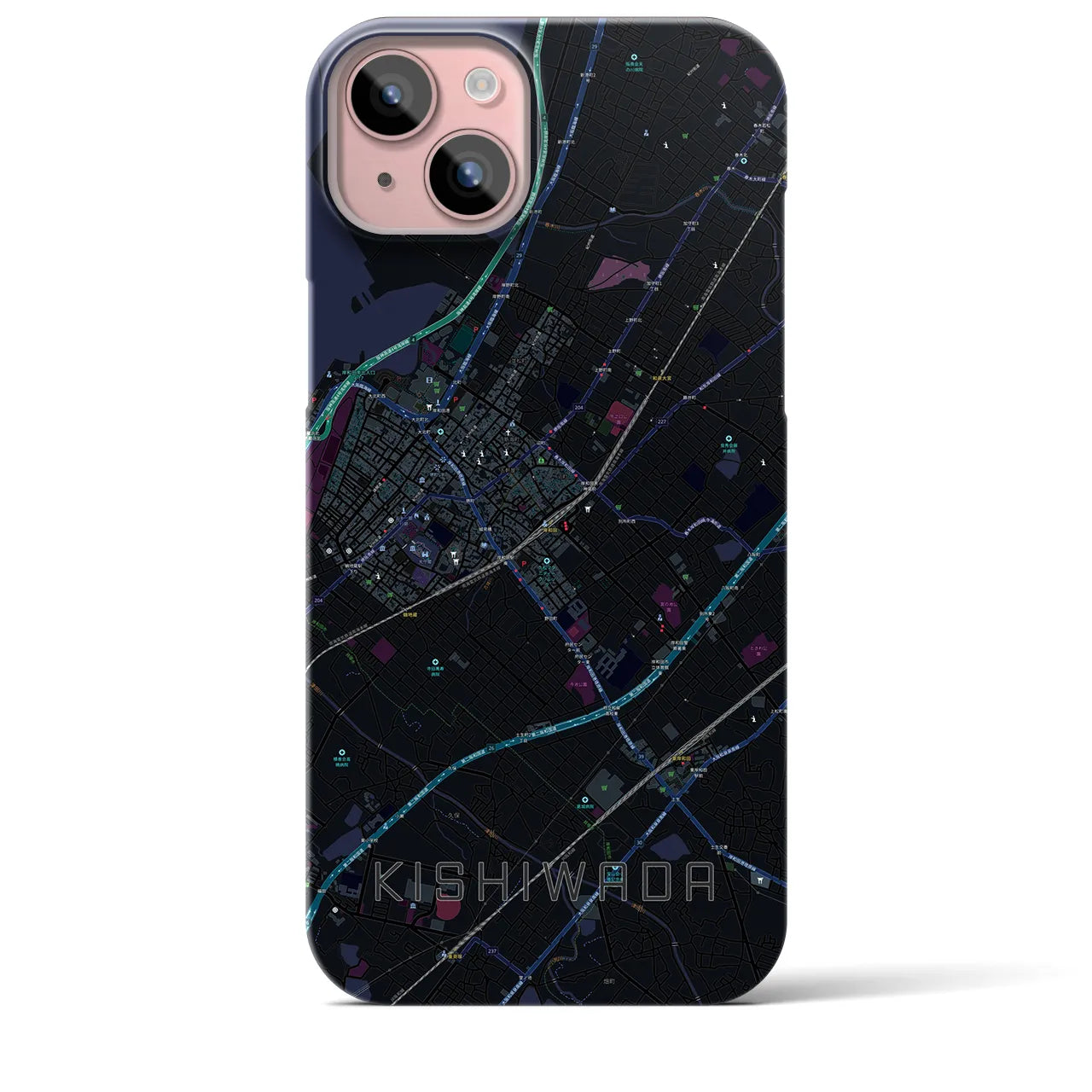 【岸和田(大阪府)】地図柄iPhoneケース(バックカバータイプ)