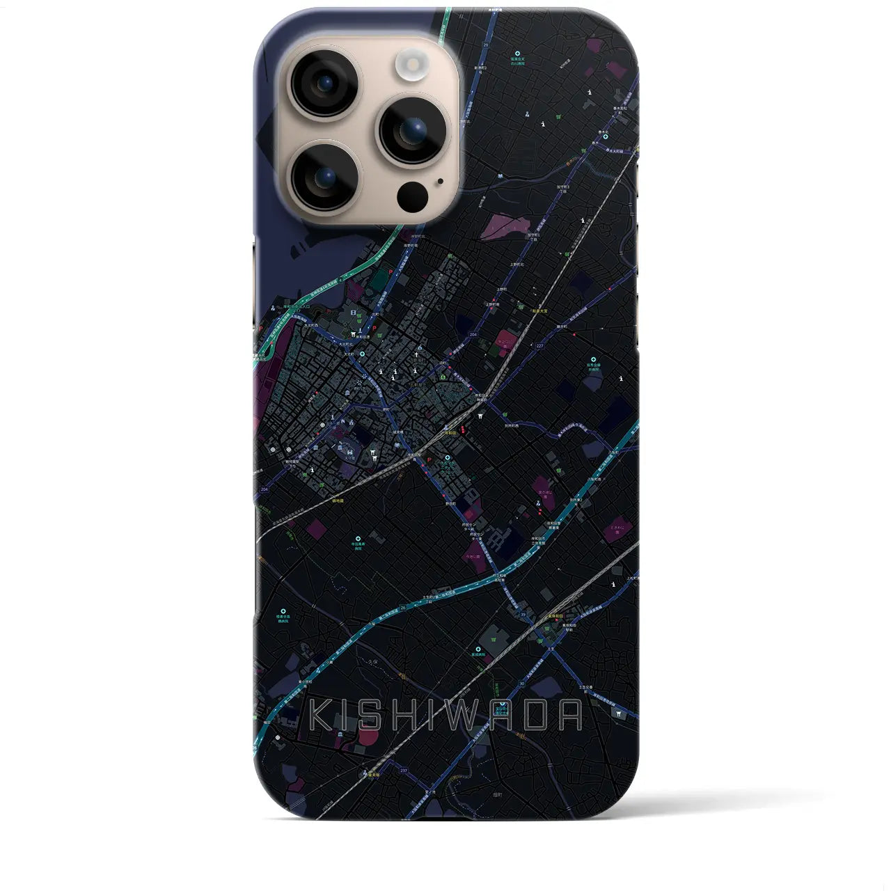 【岸和田(大阪府)】地図柄iPhoneケース(バックカバータイプ)