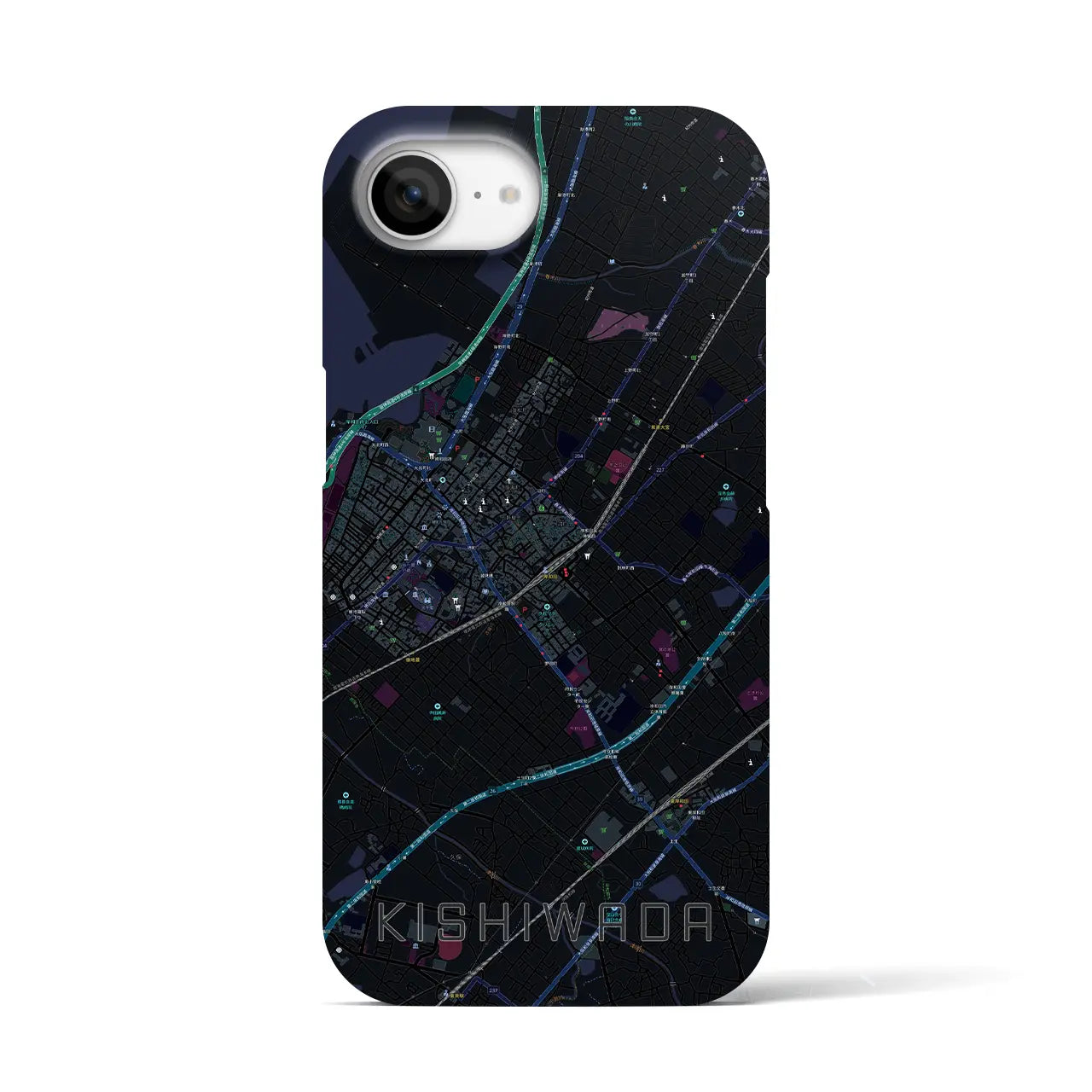 【岸和田(大阪府)】地図柄iPhoneケース(バックカバータイプ)