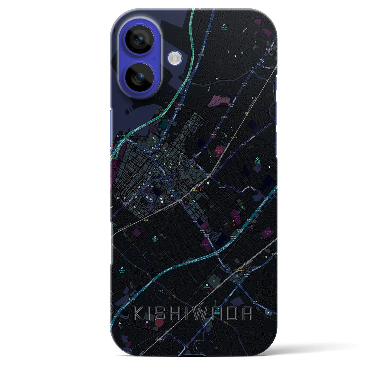 【岸和田(大阪府)】地図柄iPhoneケース(バックカバータイプ)