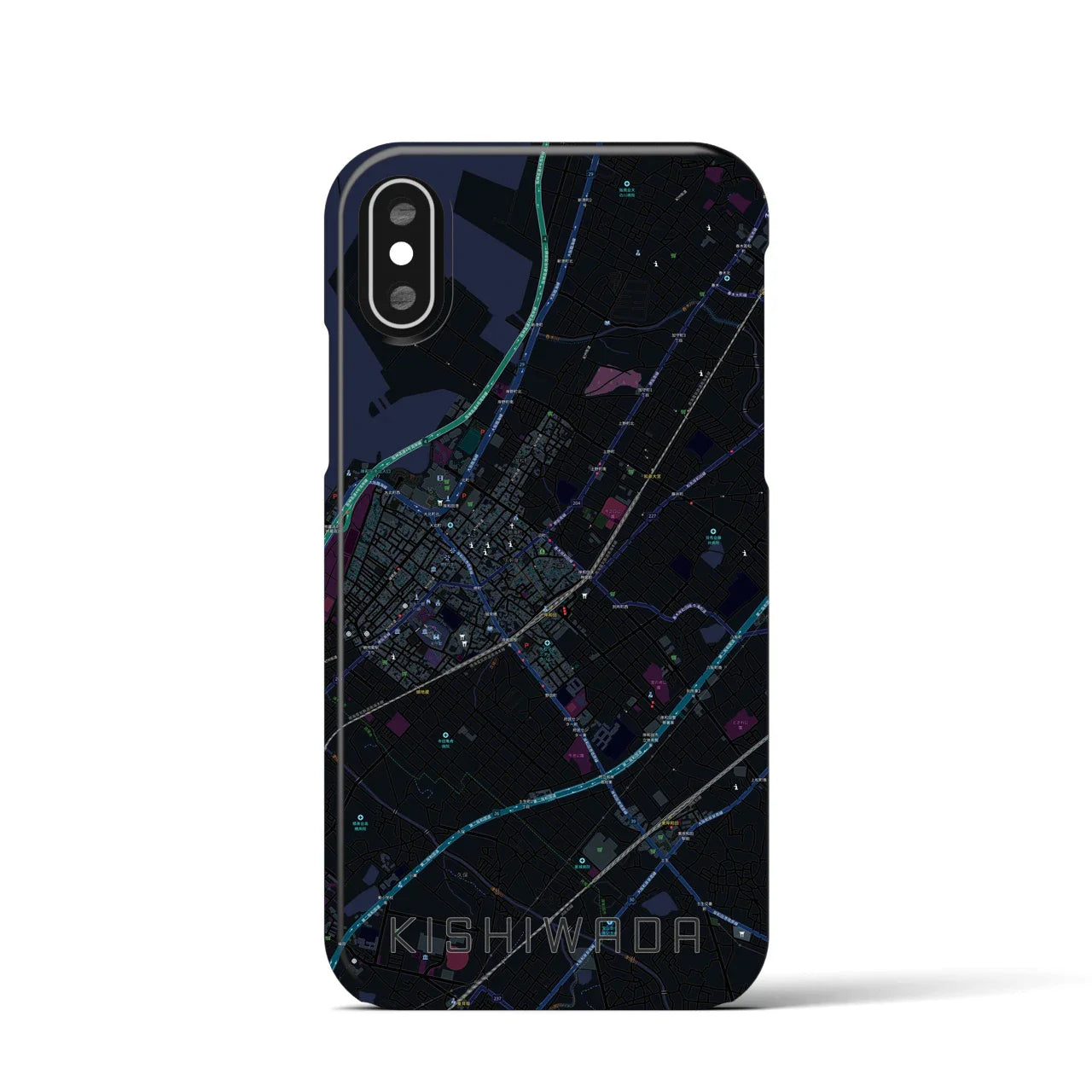【岸和田(大阪府)】地図柄iPhoneケース(バックカバータイプ)