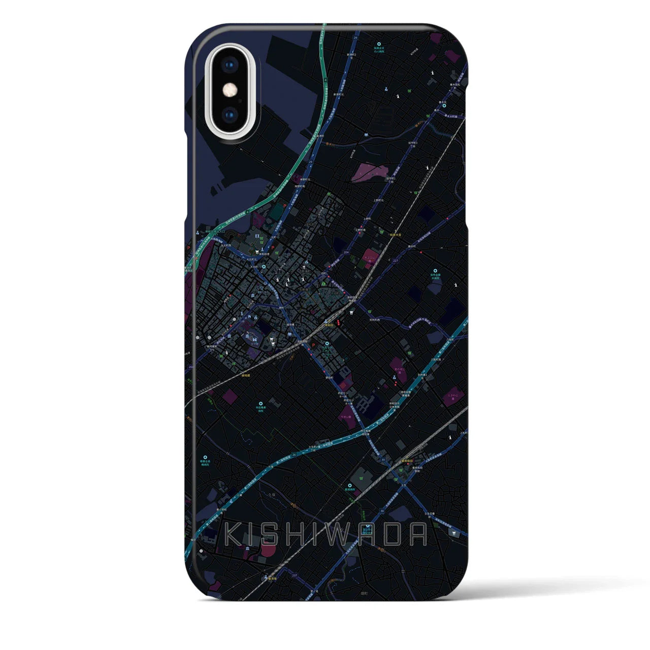 【岸和田(大阪府)】地図柄iPhoneケース(バックカバータイプ)