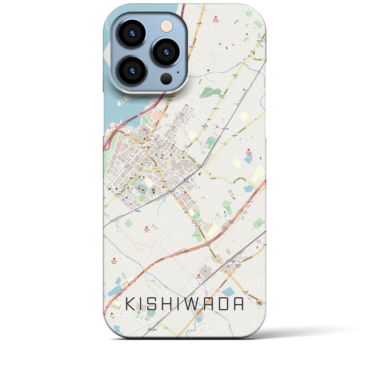 【岸和田(大阪府)】地図柄iPhoneケース(バックカバータイプ)