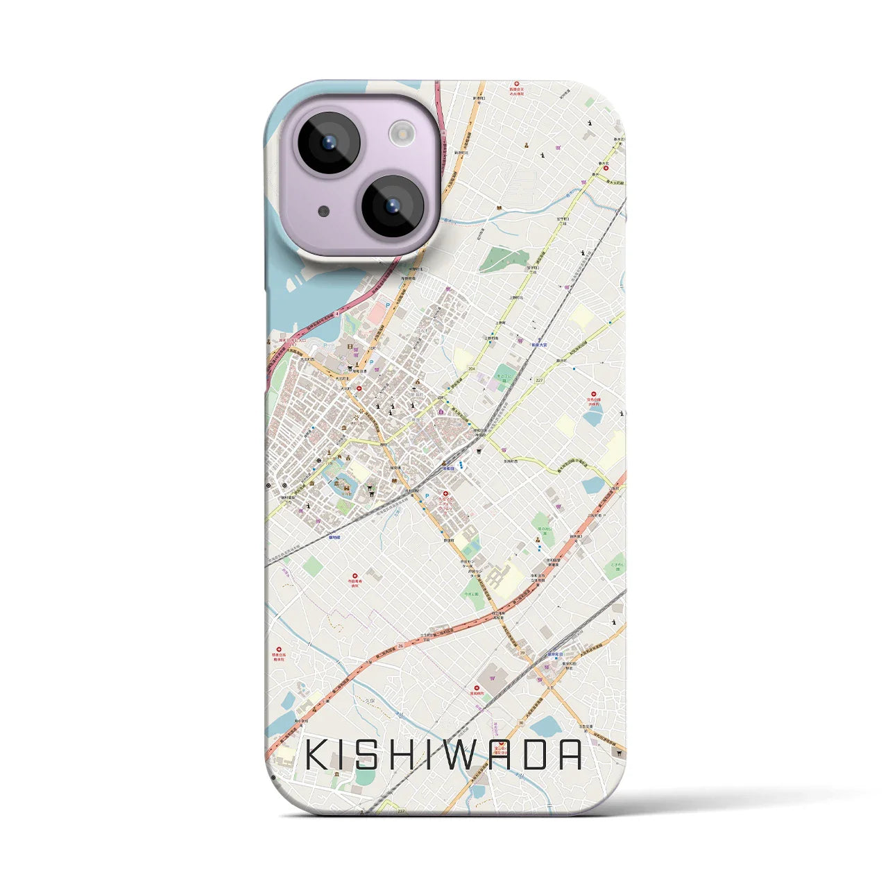 【岸和田(大阪府)】地図柄iPhoneケース(バックカバータイプ)