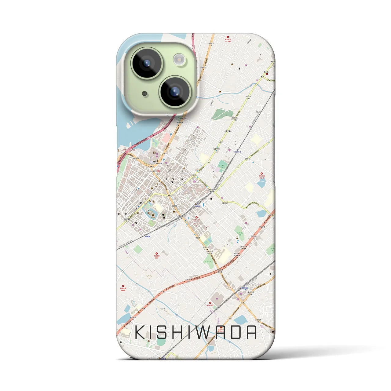 【岸和田(大阪府)】地図柄iPhoneケース(バックカバータイプ)