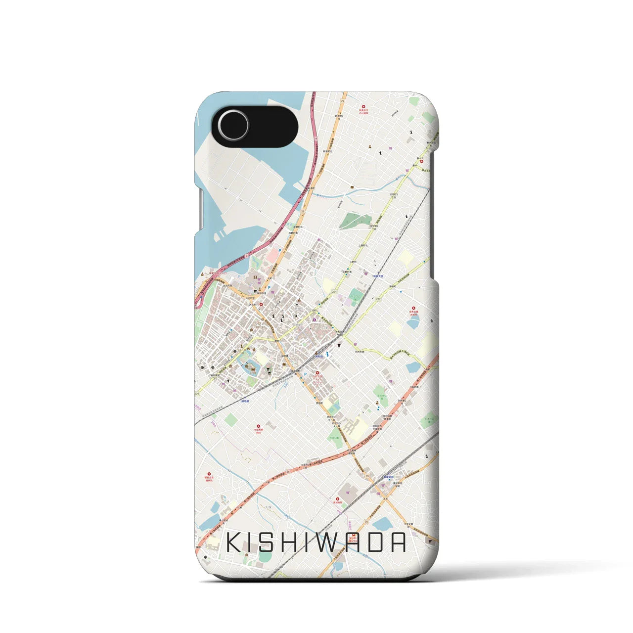 【岸和田(大阪府)】地図柄iPhoneケース(バックカバータイプ)