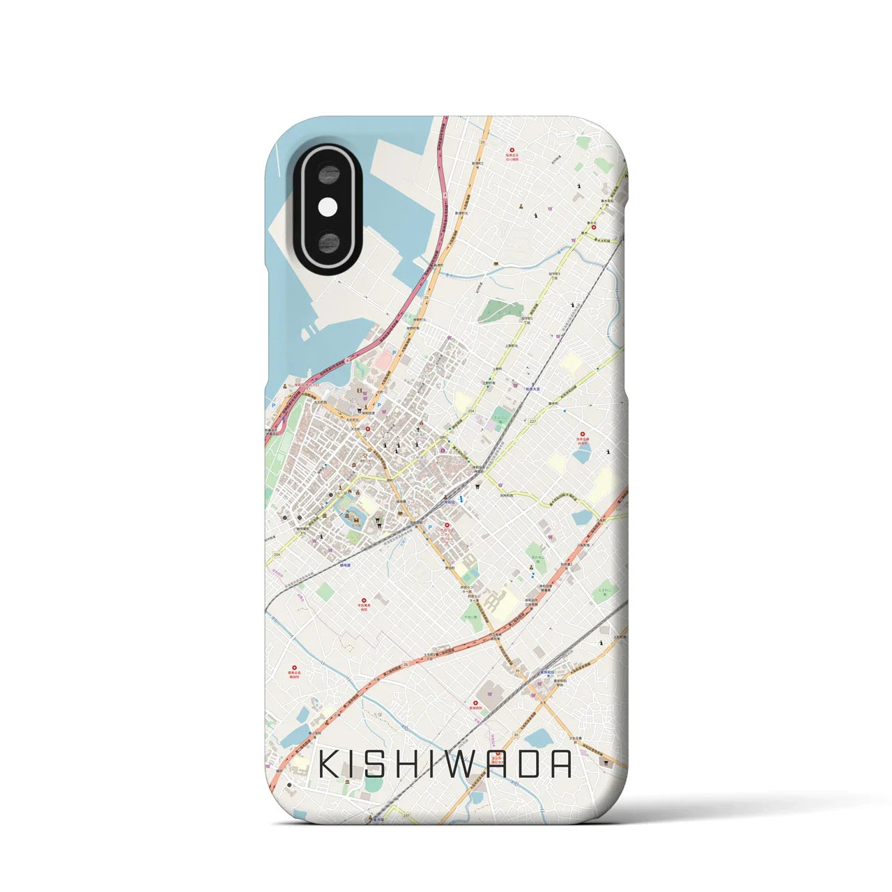 【岸和田(大阪府)】地図柄iPhoneケース(バックカバータイプ)