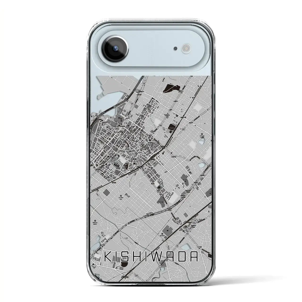 【岸和田(大阪府)】地図柄iPhoneケース(クリアタイプ)モノトーン・iPhone 17 Pro Max 用