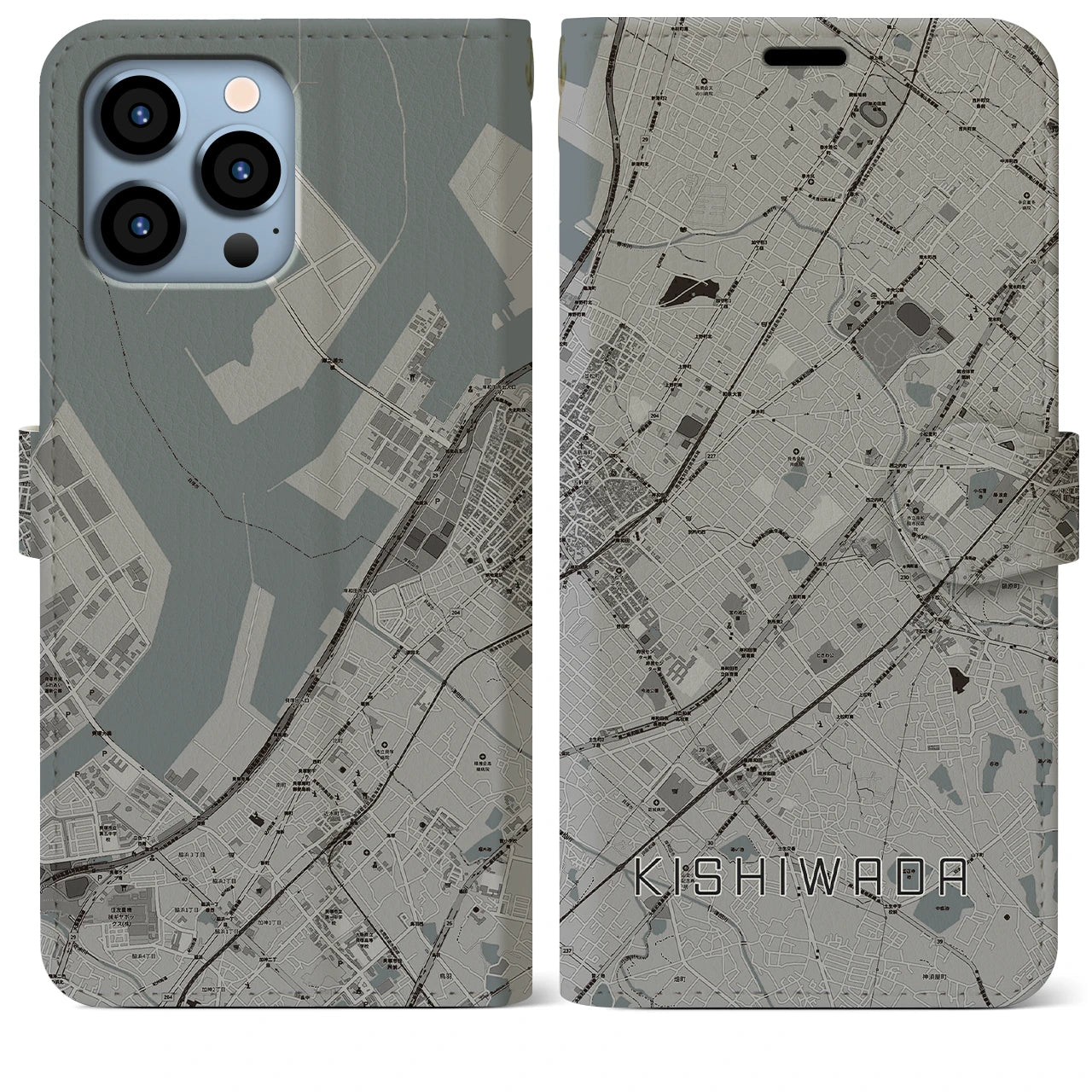 【岸和田(大阪府)】地図柄iPhoneケース(手帳タイプ)