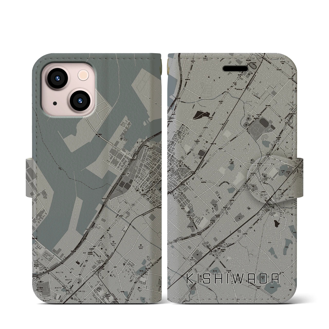 【岸和田(大阪府)】地図柄iPhoneケース(手帳タイプ)