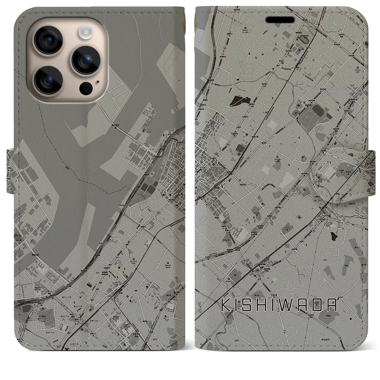 【岸和田(大阪府)】地図柄iPhoneケース(手帳タイプ)