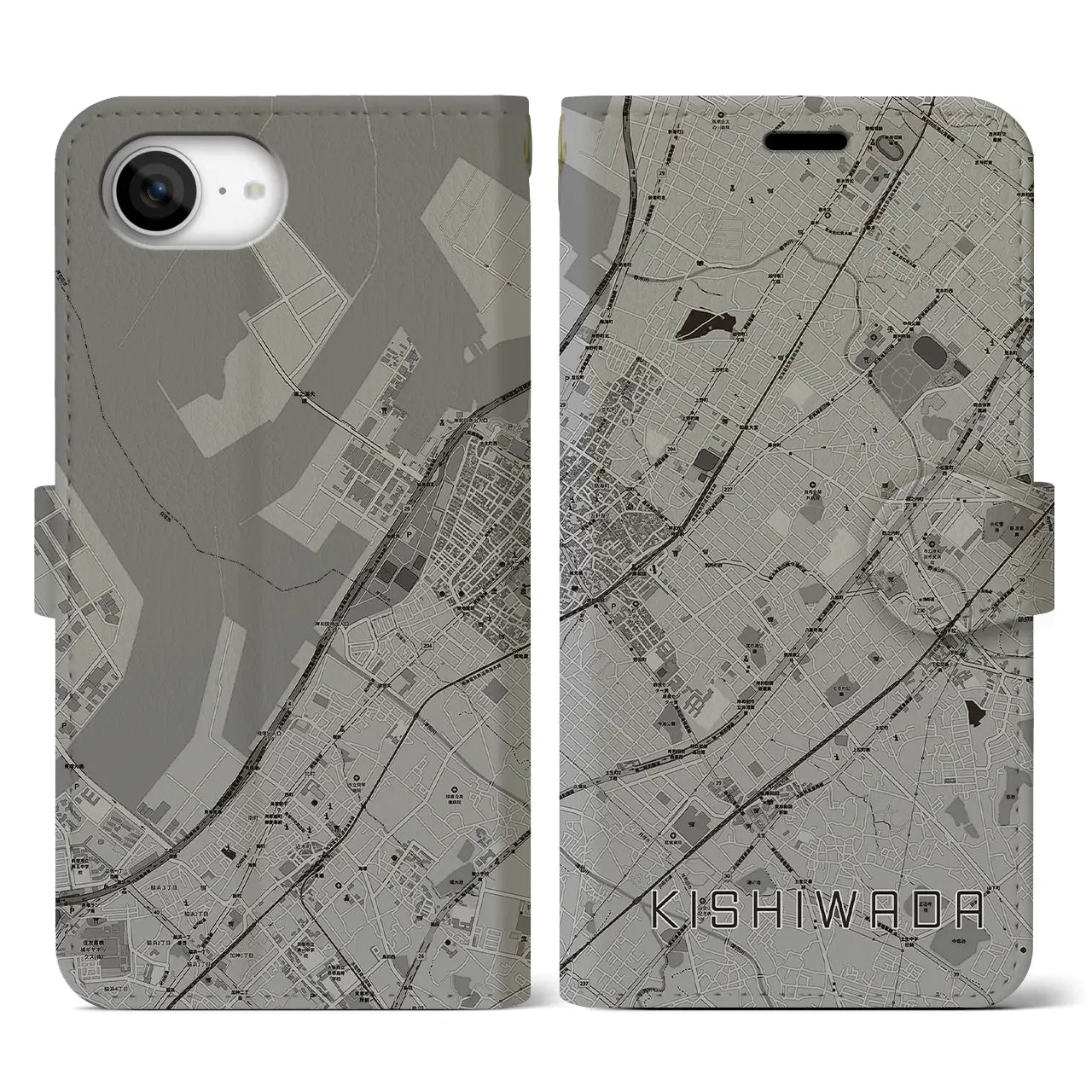 【岸和田(大阪府)】地図柄iPhoneケース(手帳タイプ)