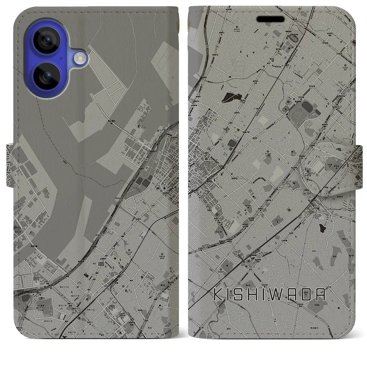 【岸和田(大阪府)】地図柄iPhoneケース(手帳タイプ)