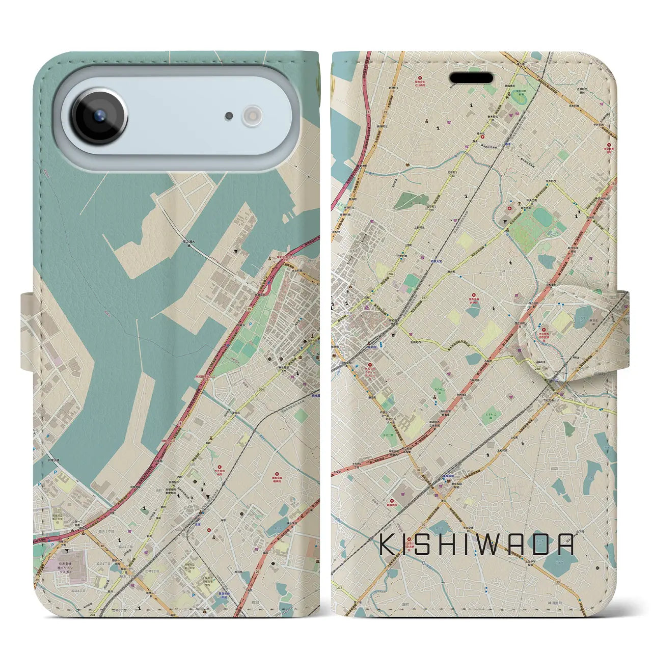 【岸和田(大阪府)】地図柄iPhoneケース(手帳タイプ)