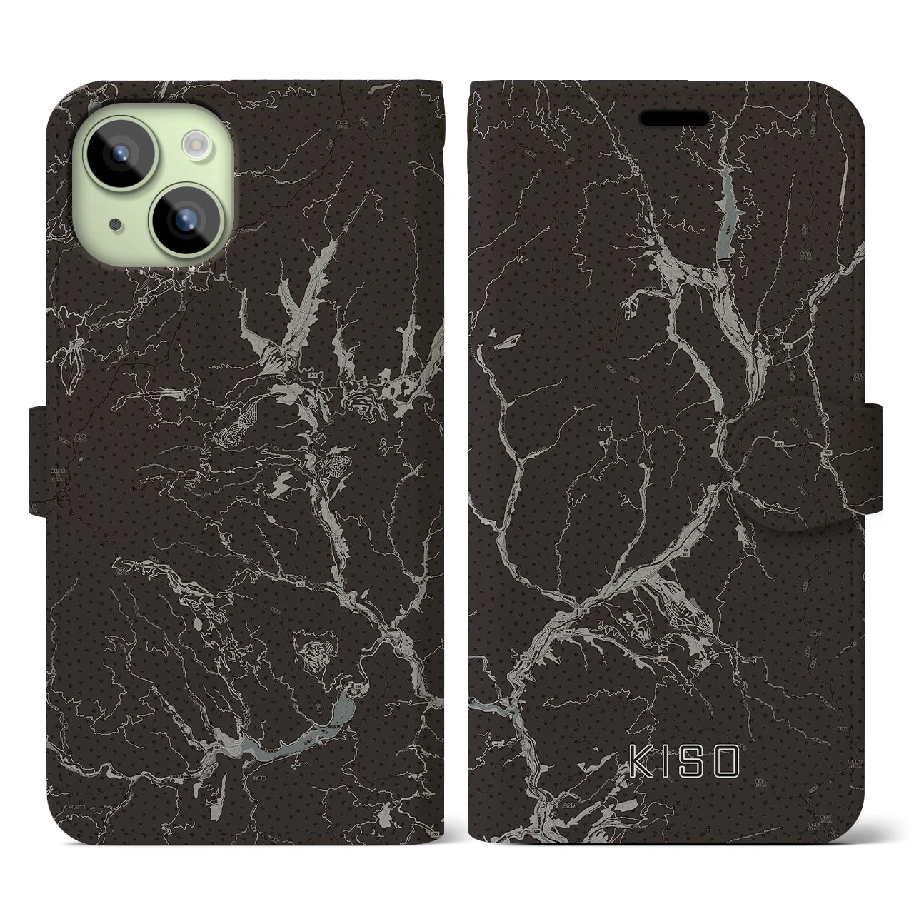 【木曽(長野県)】地図柄iPhoneケース(手帳タイプ)