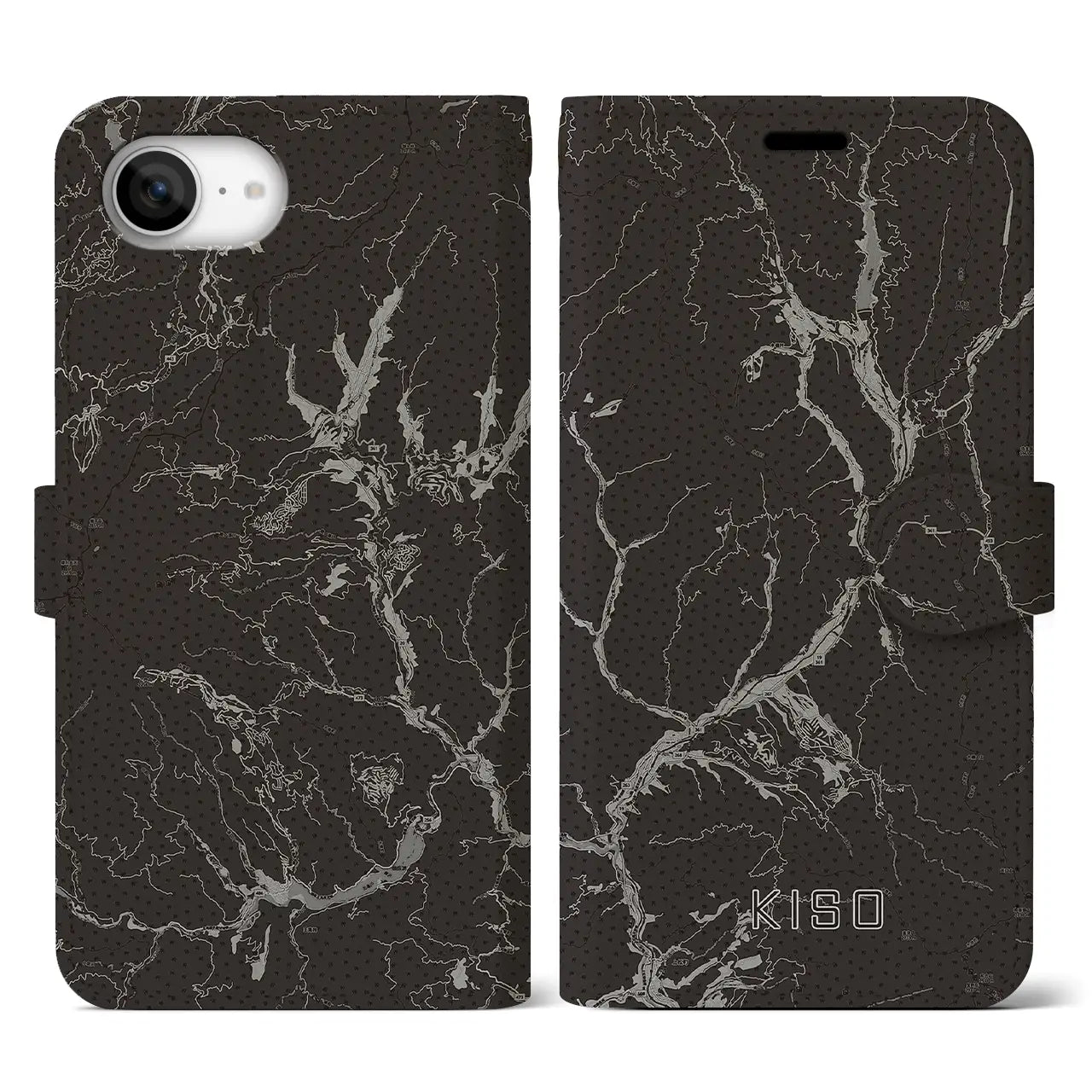 【木曽(長野県)】地図柄iPhoneケース(手帳タイプ)