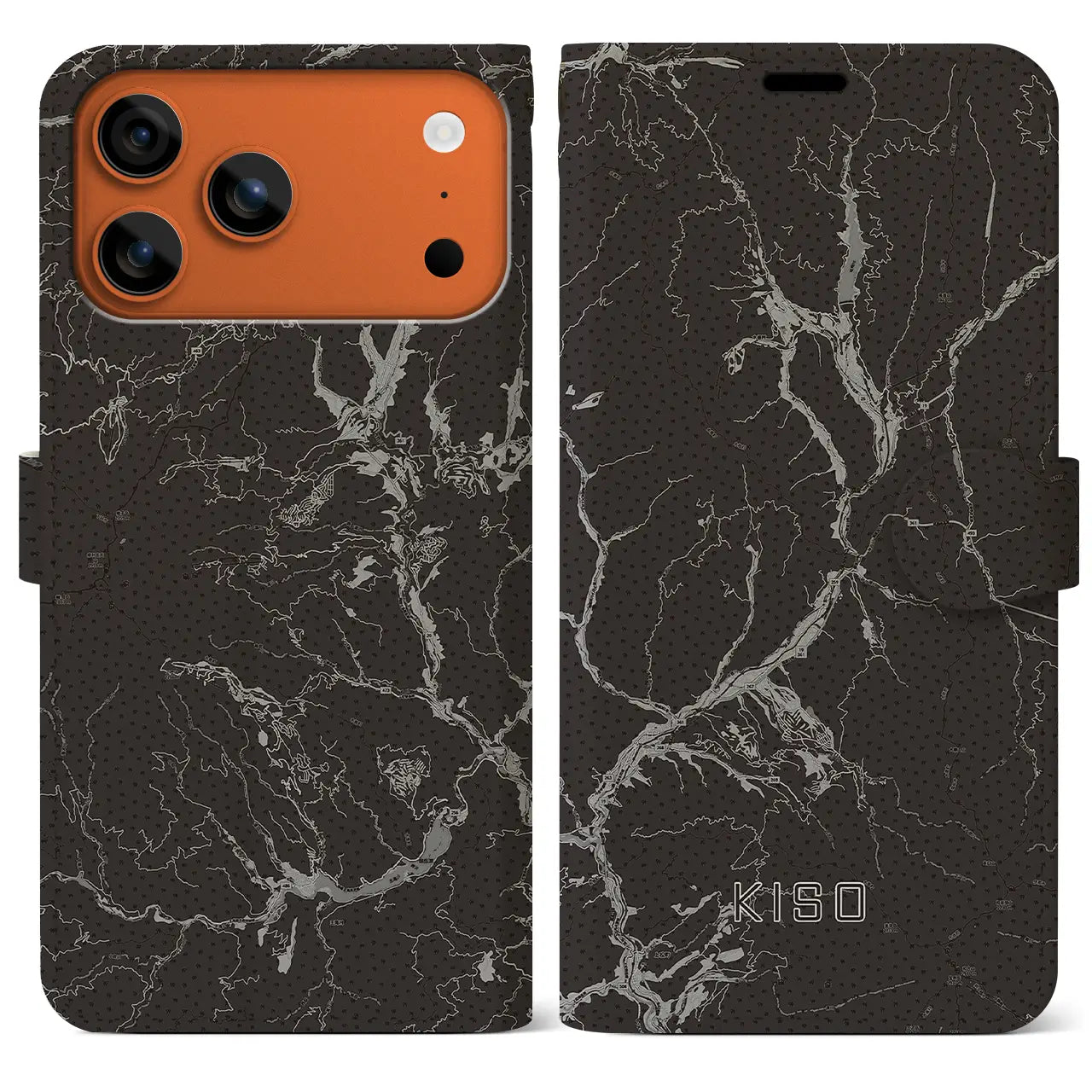 【木曽(長野県)】地図柄iPhoneケース(手帳タイプ)