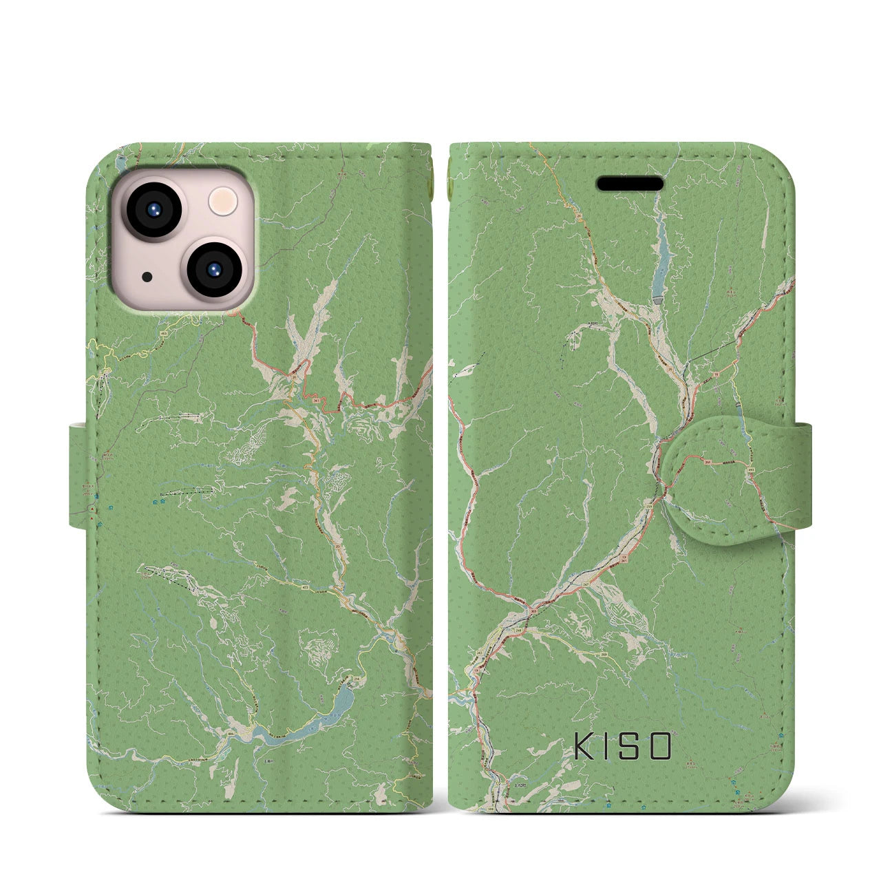 【木曽(長野県)】地図柄iPhoneケース(手帳タイプ)