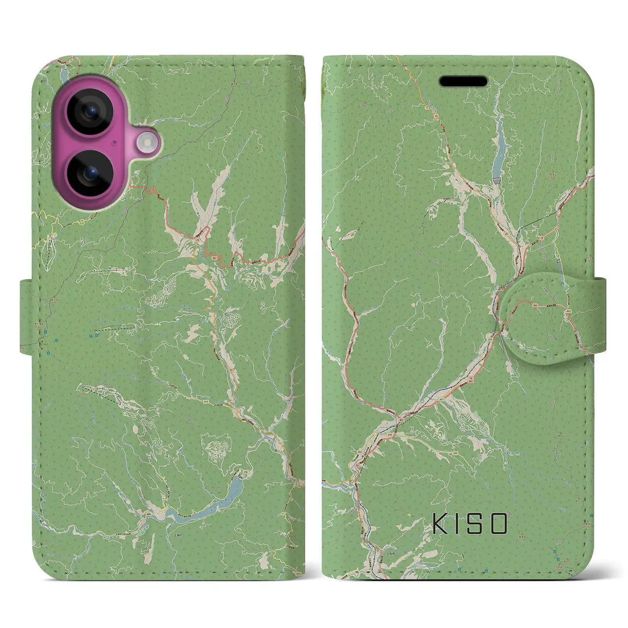 【木曽(長野県)】地図柄iPhoneケース(手帳タイプ)