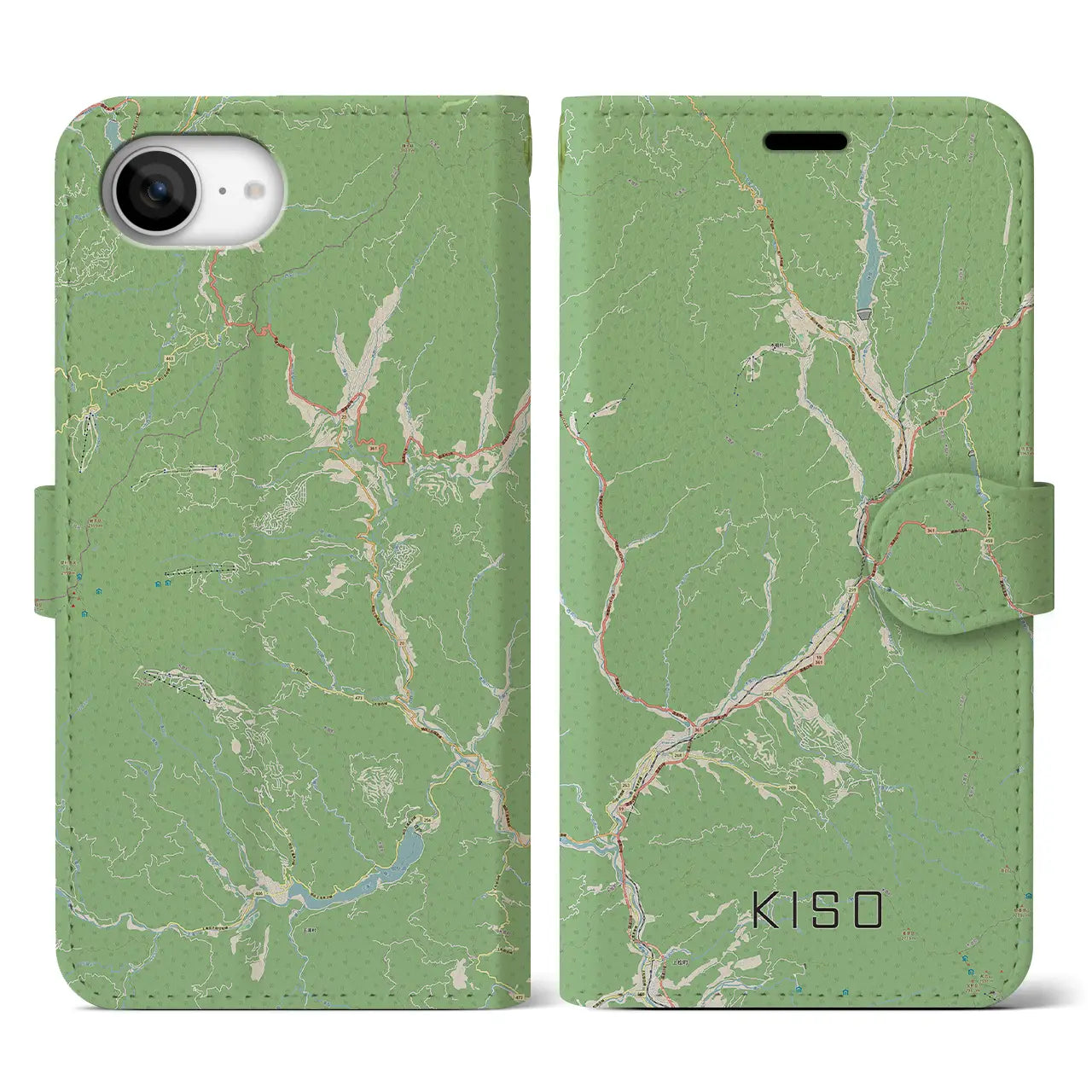 【木曽(長野県)】地図柄iPhoneケース(手帳タイプ)