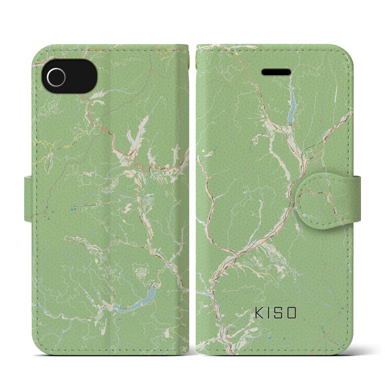 【木曽(長野県)】地図柄iPhoneケース(手帳タイプ)