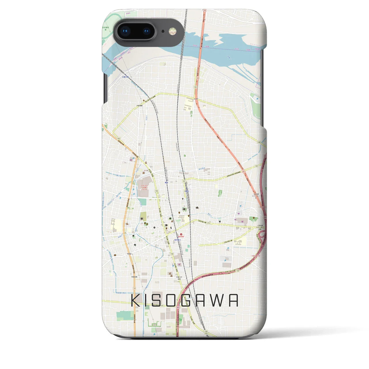 【木曽川(愛知県)】地図柄iPhoneケース(バックカバータイプ)