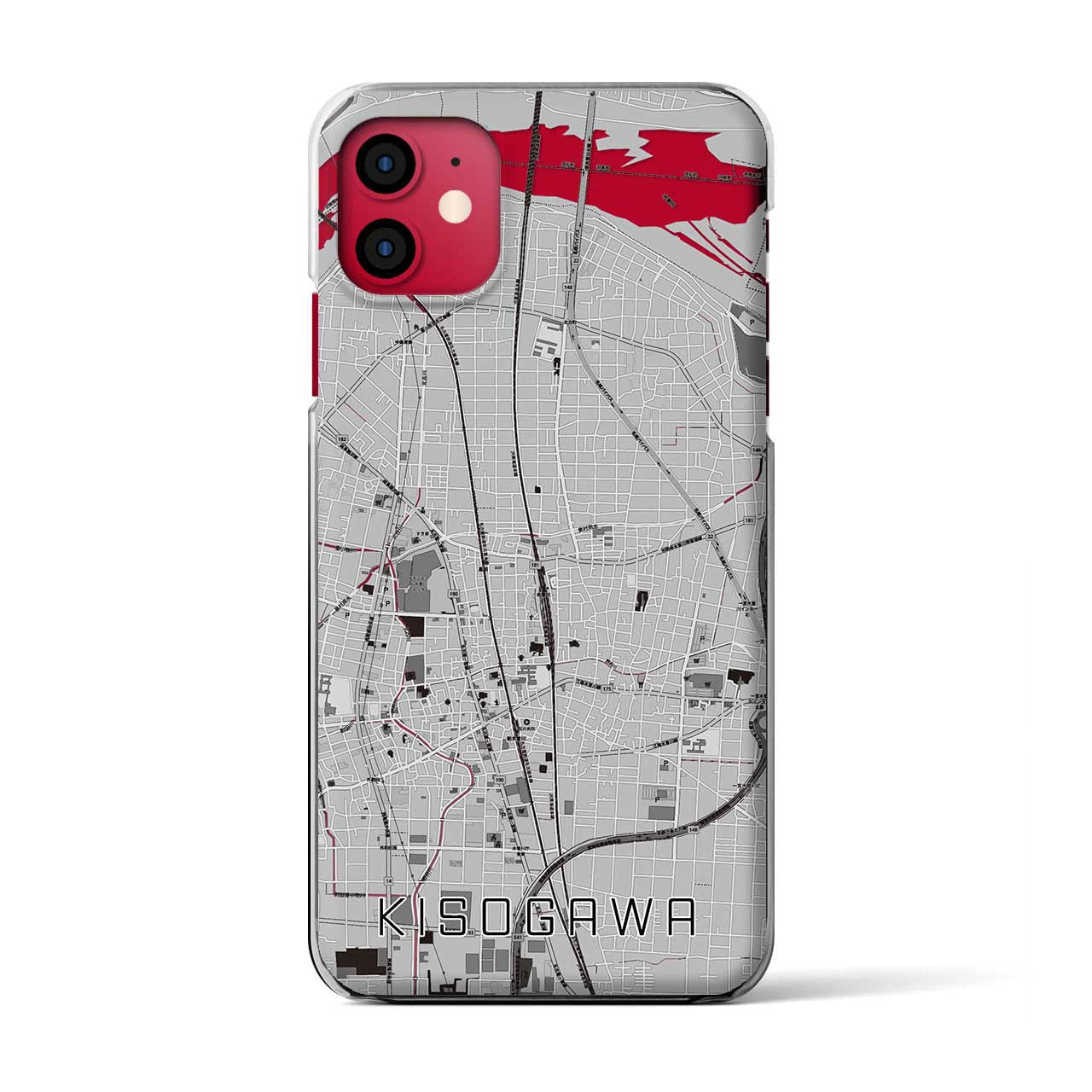 【木曽川(愛知県)】地図柄iPhoneケース(クリアタイプ)