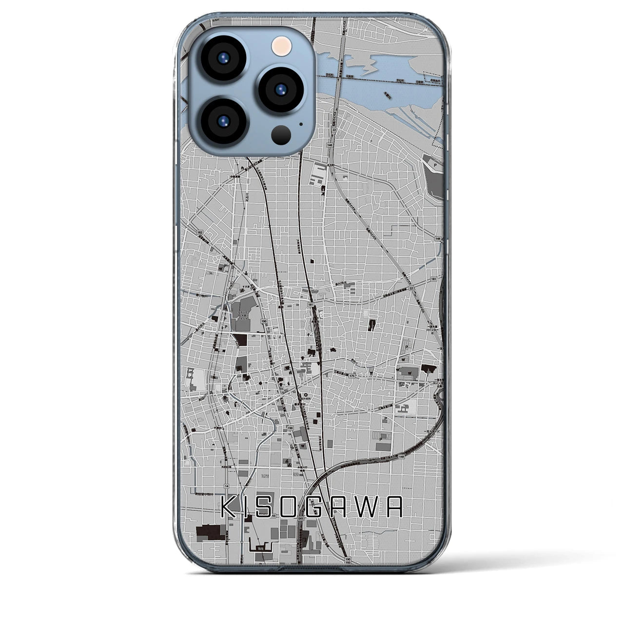 【木曽川(愛知県)】地図柄iPhoneケース(クリアタイプ)