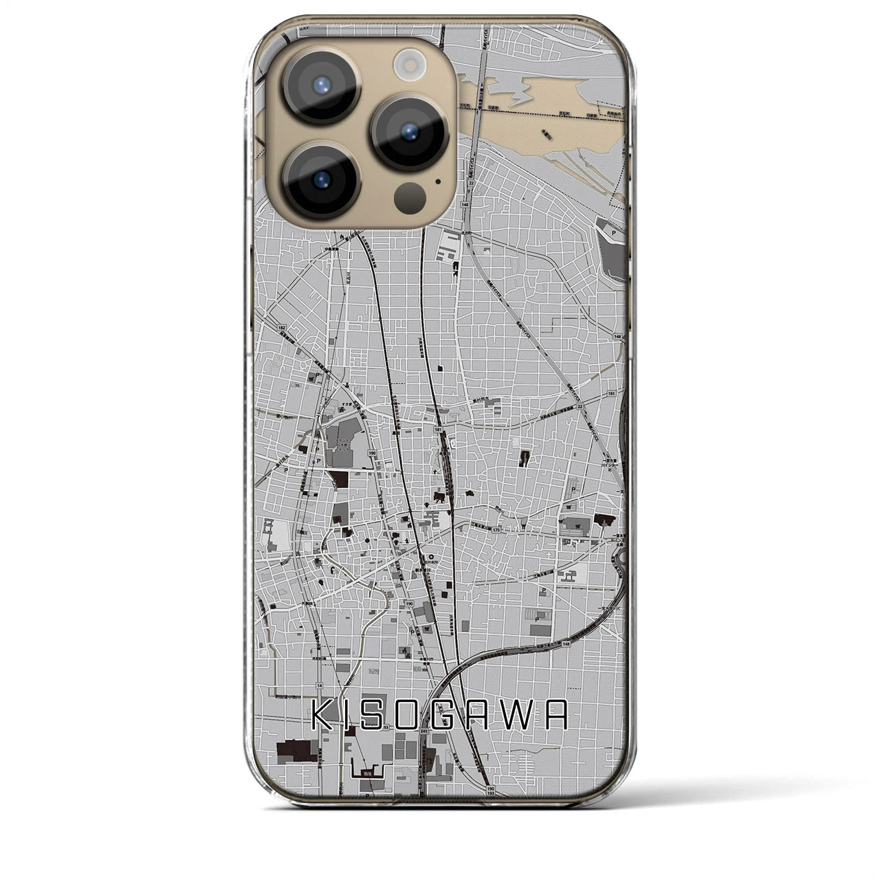 【木曽川(愛知県)】地図柄iPhoneケース(クリアタイプ)