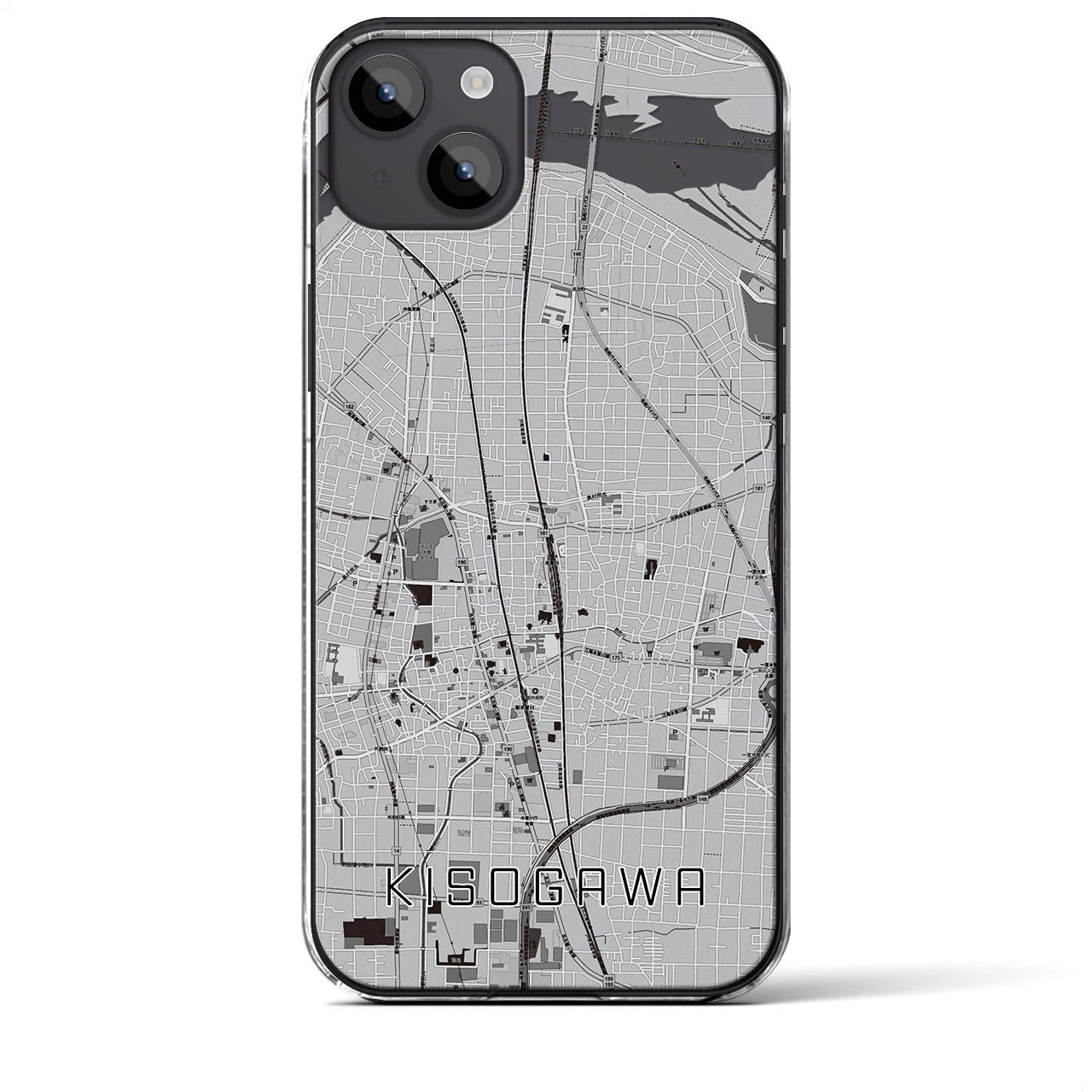 【木曽川(愛知県)】地図柄iPhoneケース(クリアタイプ)