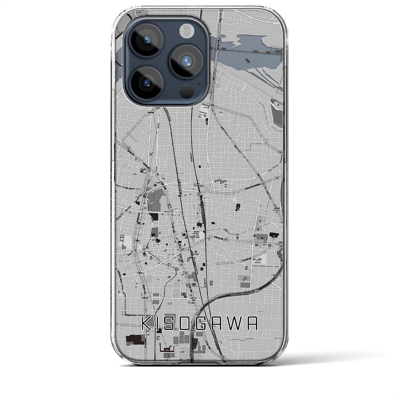 【木曽川(愛知県)】地図柄iPhoneケース(クリアタイプ)